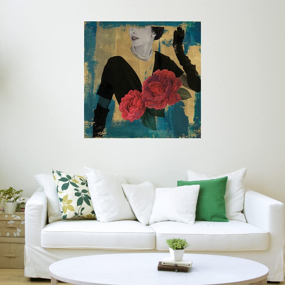 Eccentric Accents Floral Fashionista Canvas Wall Art - 32x32 Inch Hand-Painted Fine Art Decor for Living Room, Bedroom, Office - Ready to Hang - Perfect for Home, Kitchen, Bathroom & Dining Room Decor