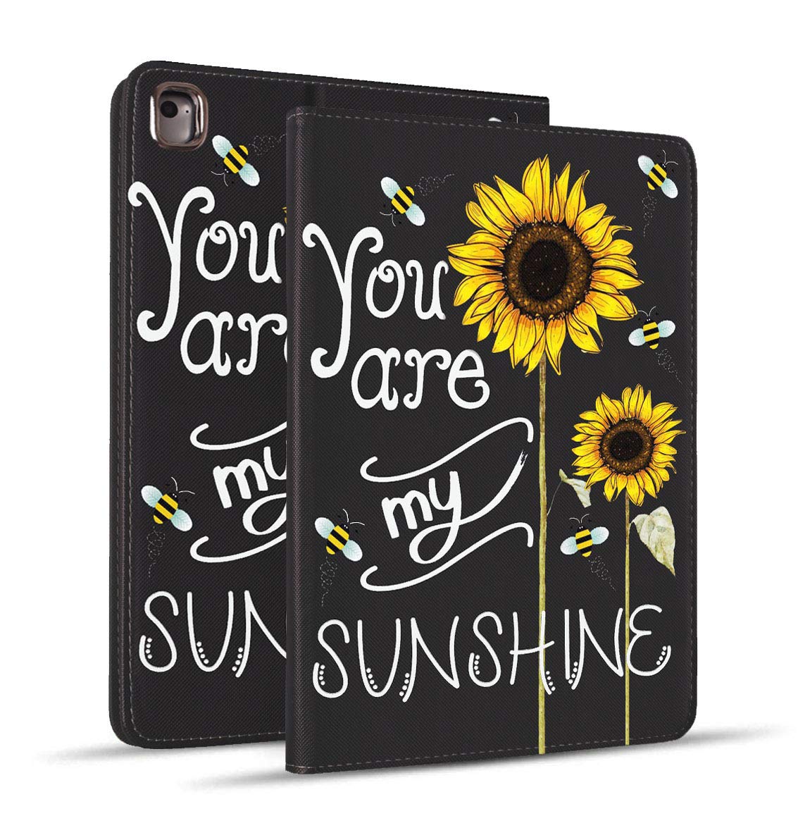Premium Leather iPad Case for iPad 9.7 (2017/2018), iPad Air 2, iPad Air & iPad Pro 9.7 - Auto Wake/Sleep Smart Cover with Adjustable Stand for iPad 6th/5th Generation (Sunflower Design) - Perfect for Work, Travel & Home Use