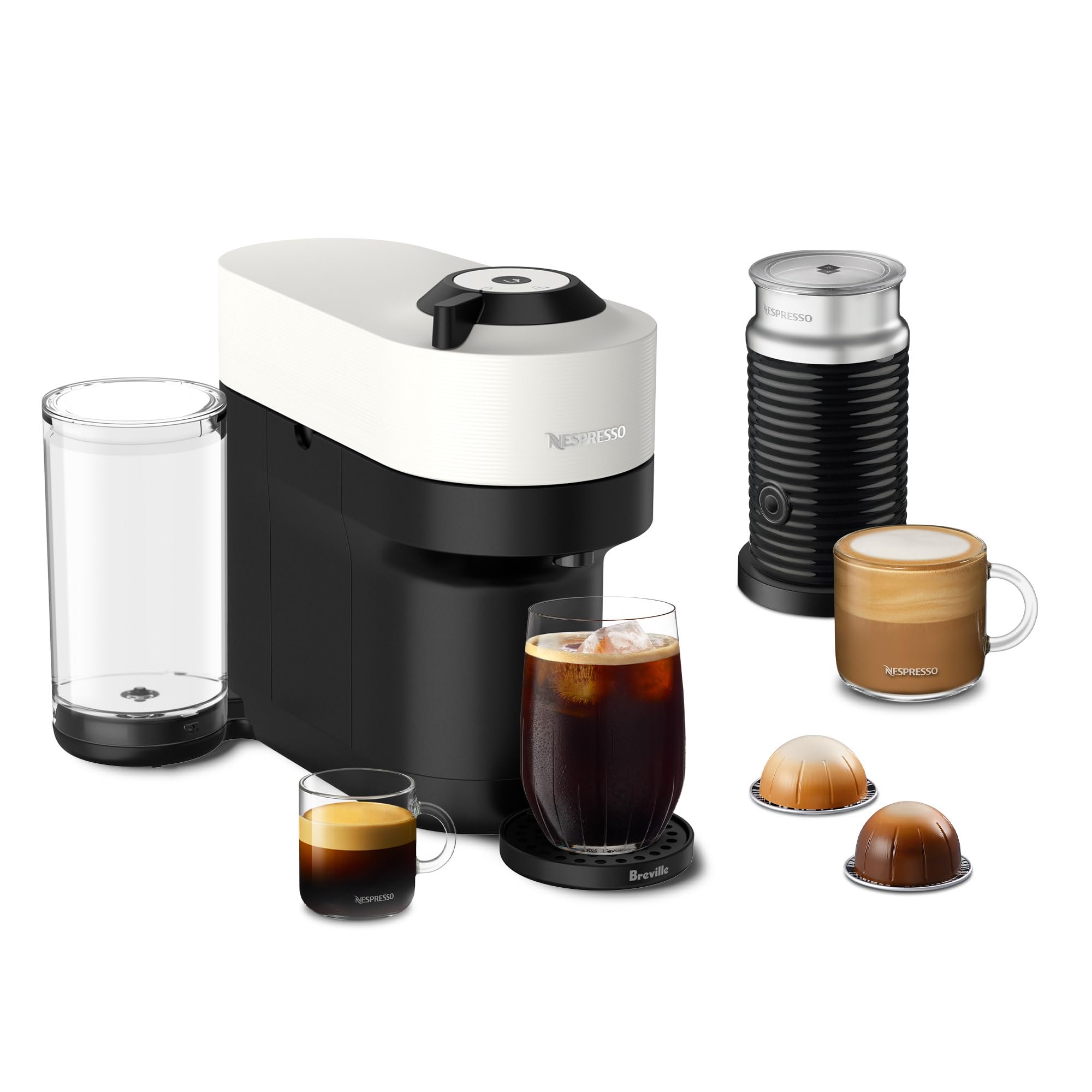 **Breville Nespresso Vertuo Pop+ Coffee & Espresso Maker with Milk Frother - Coconut White | Compact Single-Serve Machine for Home, Office & Gifts**