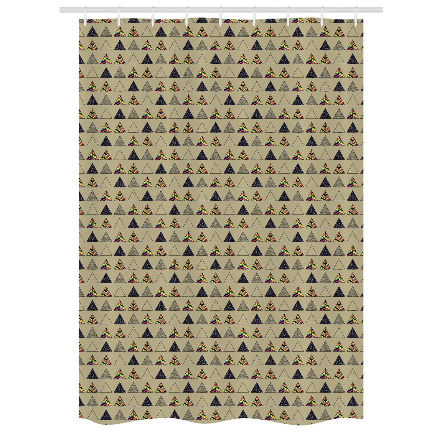 Ambesonne Grunge Stall Shower Curtain - Geometric Triangle Pattern with Colorful Retro Lines, 54x78 Inches Khaki Bathroom Decor - Perfect for Vintage & Boho Style Bathrooms, Dorm Rooms, and Apartment Decor