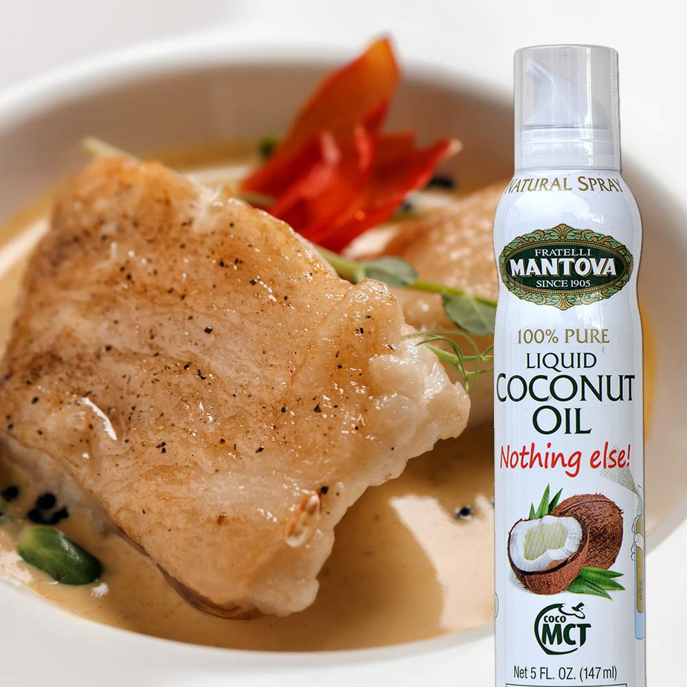 100% Pure Mantova Coconut Oil Spray - Healthy Keto Cooking Oil for Baking, Grilling & Seasoning | Versatile No-Waste Dispenser (5 oz) - Perfect for Meal Prep, Low-Carb Diets & Kitchen Convenience