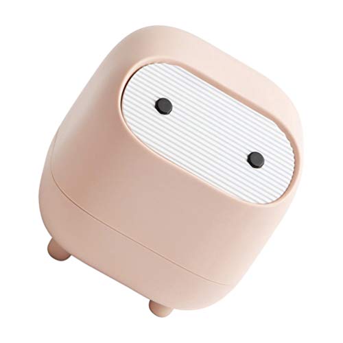Mini Modern Plastic Trash Can with Pressing Lid - Easy Clean Small Wastebasket for Bathroom Vanity, Kitchen Countertop, Office Desk | Pink Compost Bin & Garbage Can for Home, Dorm, RV