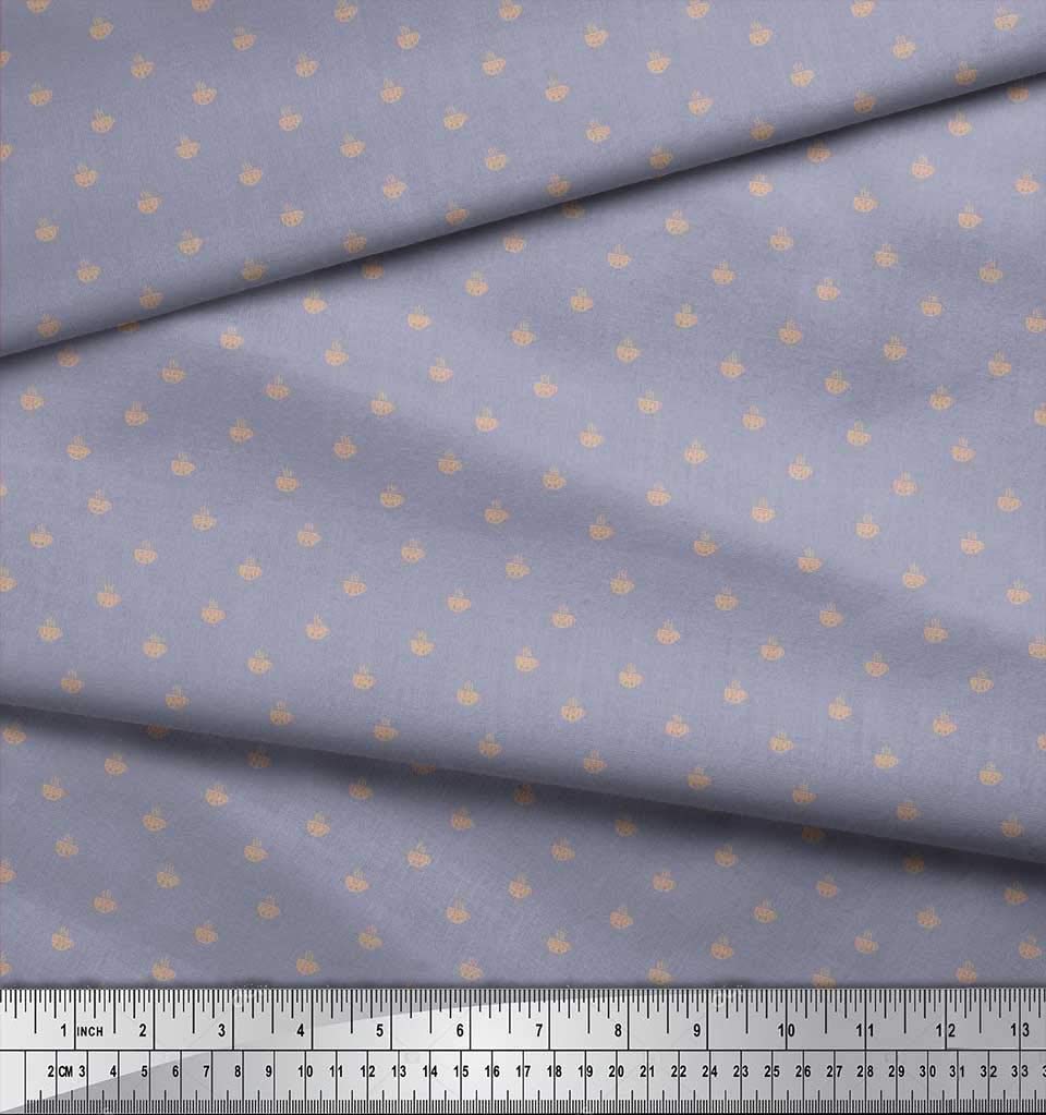 Soimoi 100% Cotton Voile Fabric by The Yard - 56 Inch Wide - Grey Tea Cup Print Fabric for Dresses, Curtains & DIY Crafts - Perfect for Tea Party Decor, Summer Apparel & Home Sewing Projects
