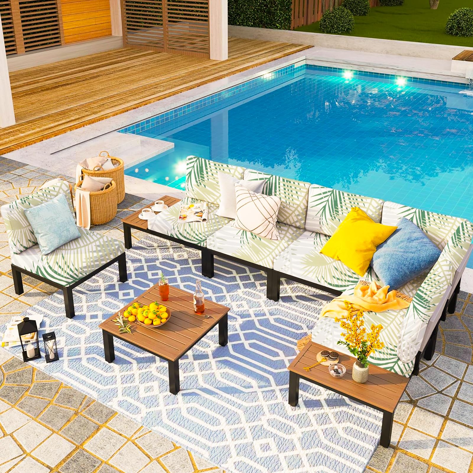 Waterproof Outdoor Patio Cushion Covers with Zipper - Replacement Slipcovers for Wicker Rattan Sectional Sofa & Chair (14