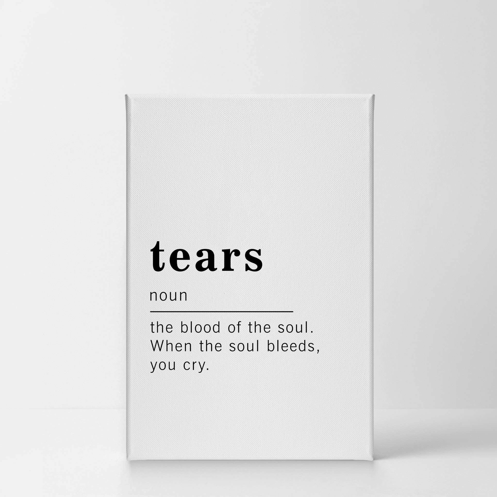 Funny Noun Dictionary Definition of Tears Canvas Print - Inspirational Quote Wall Art for Office, Living Room, Bedroom & Bathroom - Ready to Hang Home Decor (36x24 inches, Made in USA) - Perfect for Gifts, Housewarming & Adding Humor to Your Space