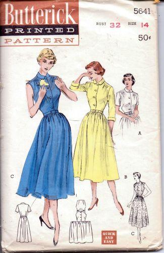 Butterick 5641 Rockabilly Shirtwaist Dress & Housewife Dirndl Skirt Vintage Sewing Pattern - Retro 1950s Style Dressmaking for Costumes & Historical Reenactments