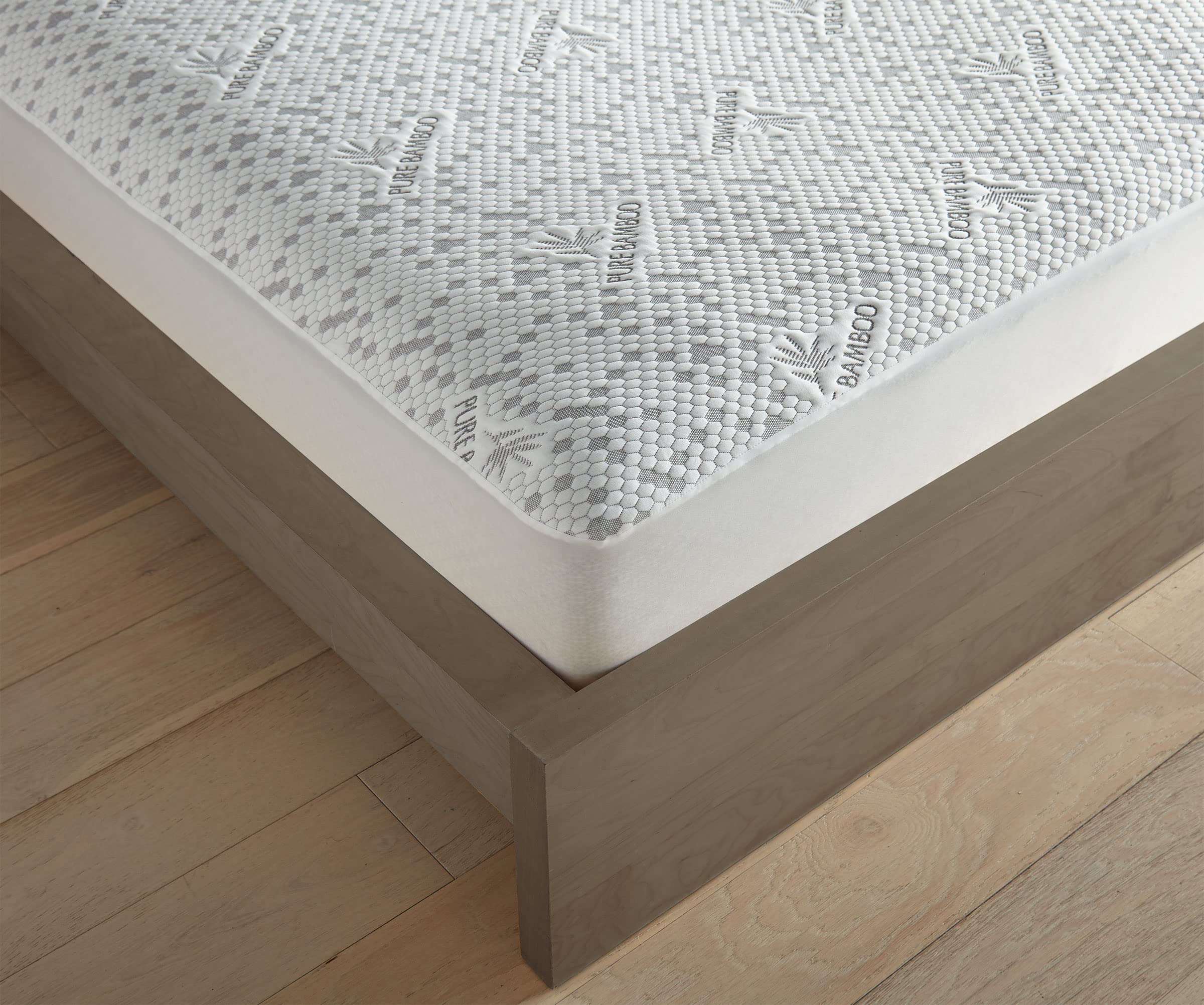 PURE BAMBOO California King Mattress Protector - Waterproof, Breathable Bamboo Charcoal Fiber Cover | Protects Against Moisture, Spills & Stains | Ideal for Allergy Sufferers & Hot Sleepers (California King Size)