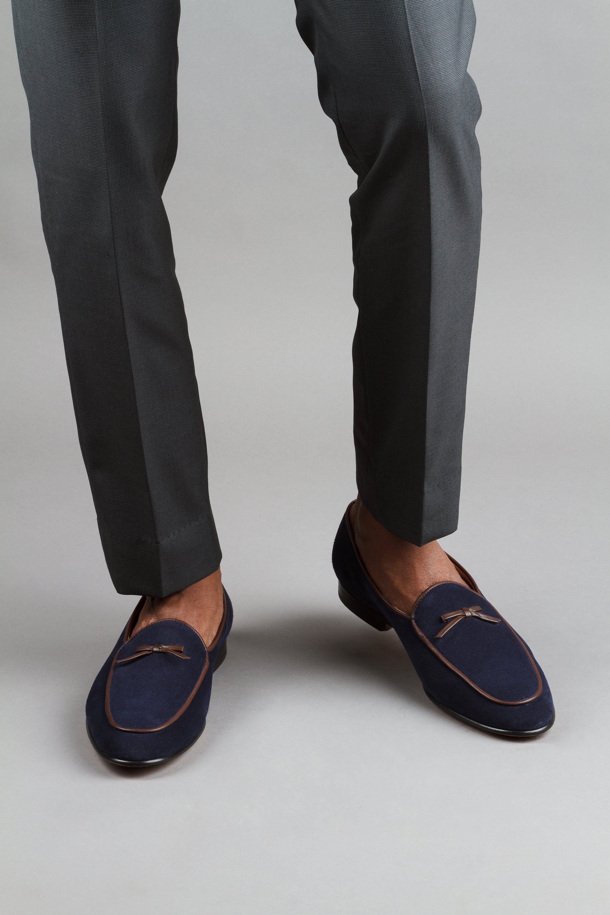 Premium Belgian Loafers for Men - Navy Blue Suede Leather Slip-On Shoes | Comfortable & Stylish Casual Dress Shoes for Office, Travel & Everyday Wear