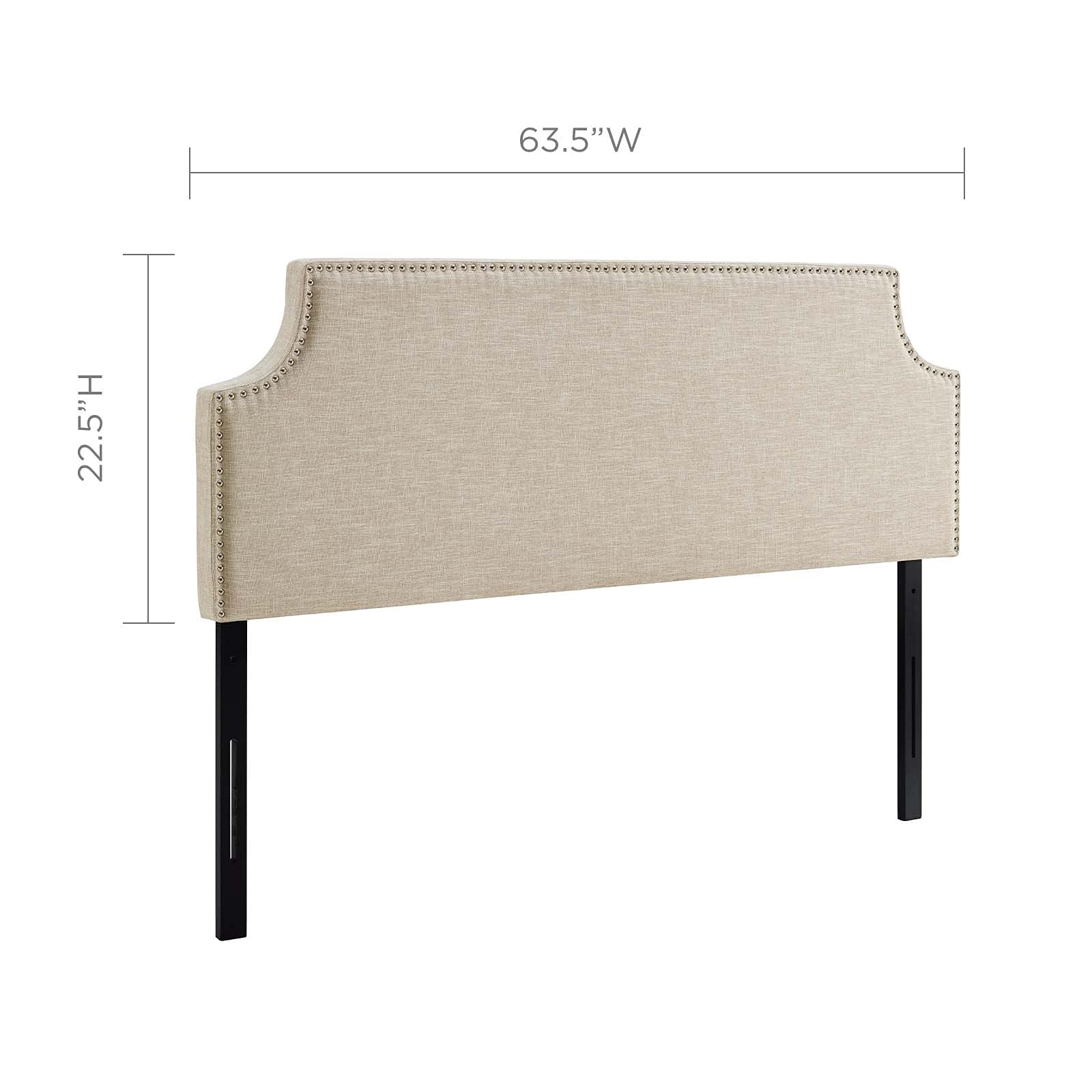 Modway Laura Beige Linen Fabric Upholstered Queen Size Headboard with Nailhead Trim - Elegant Bedroom Decor for Master Bedroom & Guest Room