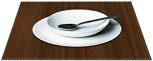 Premium Dark Walnut Brown Bamboo Wood Grain Placemats - Heat-Resistant 12x18 Inch Table Mats Set of 4 for Kitchen & Dining Room - Elegant Table Setting for Dinner Parties, Family Meals & Holiday Gatherings