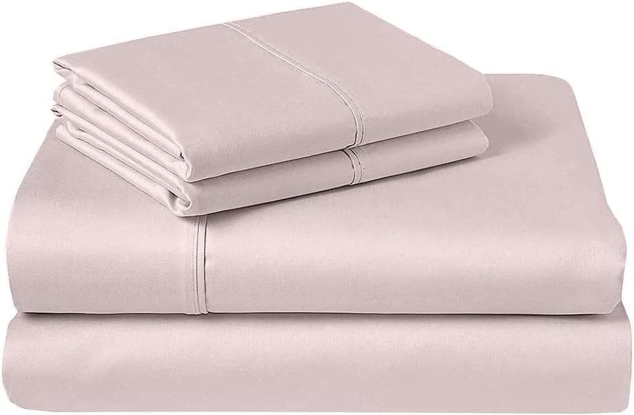 King Size Sheet Set - 100% Cotton Breathable & Cooling Bed Sheets for King Size Bed - 15 Inch Deep Pocket Fitted Sheet - Soft Luxury Bedding (Baby Pink) - Perfect for Hot Sleepers & Master Bedrooms
