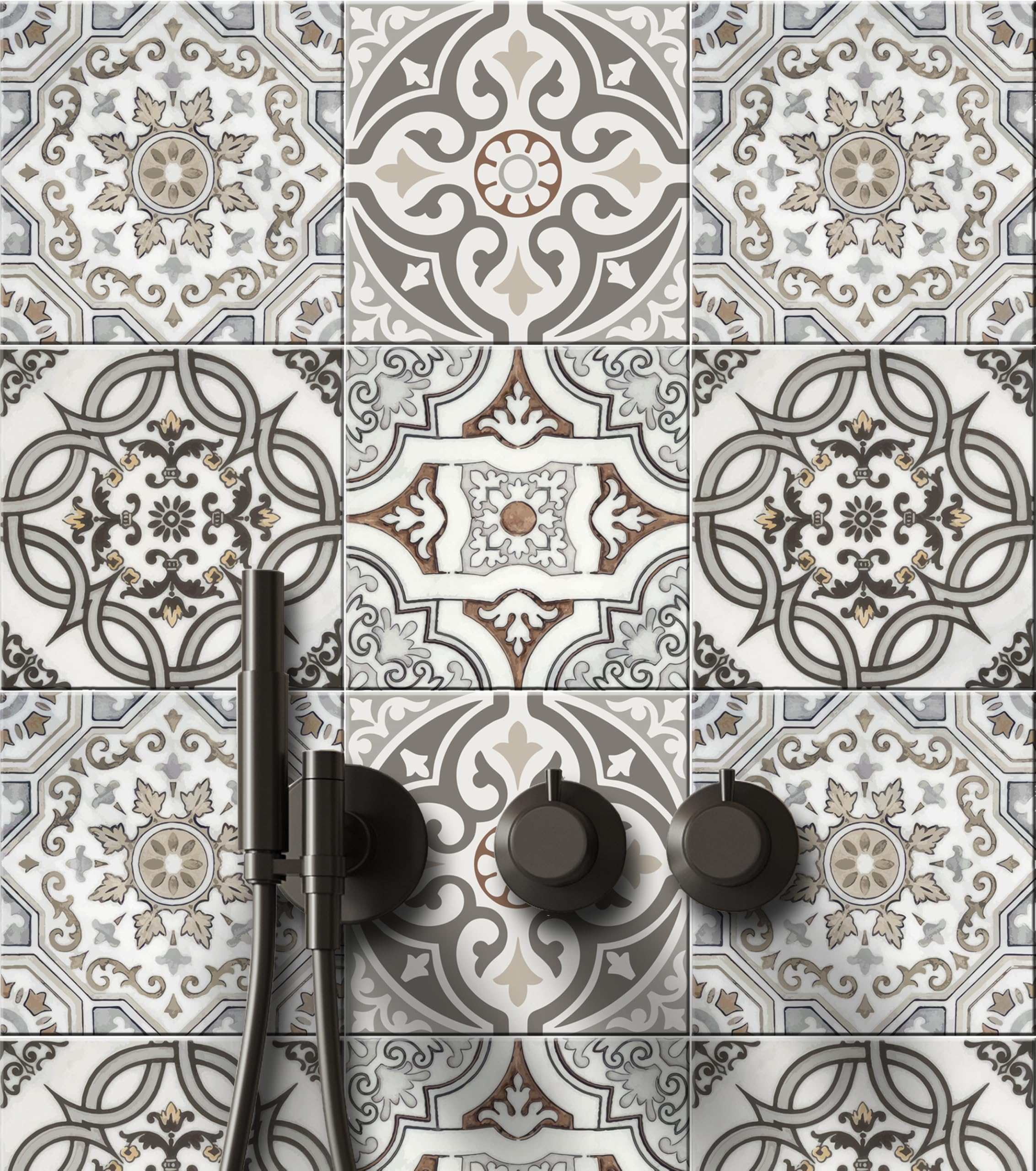 Bleucoin Art Deco Peel and Stick Tile Stickers - Waterproof Removable Wall Decals for Kitchen Backsplash, Bathroom, Renters & DIY Home Decor (44-Pack, 5.5x5.5 Inches) - Perfect for Updating Apartments, Dorm Rooms & Rental Properties Without Damage