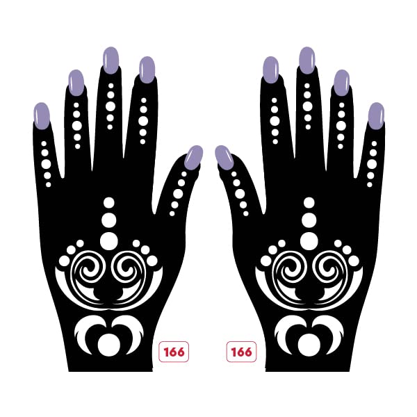 Apcute Henna Stencil Stickers for Temporary Tattoos - Easy to Use Mehndi Designs for Kids, Girls & Women - Premium Henna Art Collection (Design No. H-B-166) - Perfect for Parties, Weddings & Festive Celebrations