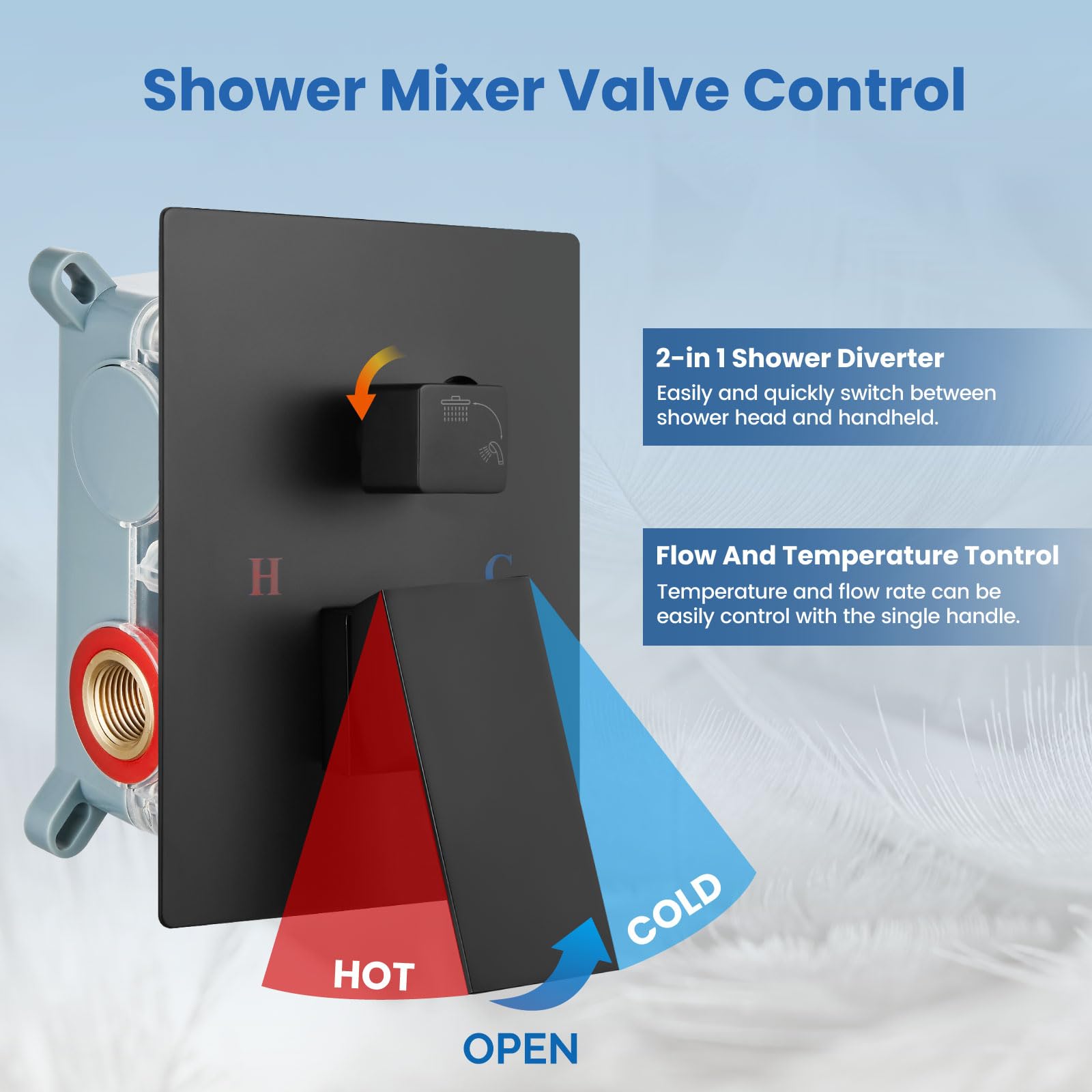 Airuida Matte Black 12 Inch Rainfall Shower System - Ceiling Mount Shower Faucet with SUS304 Ultra-Thin Shower Head & Brass Handheld Mixer Valve - Perfect for Modern Bathroom, Spa, and Luxury Home Renovation