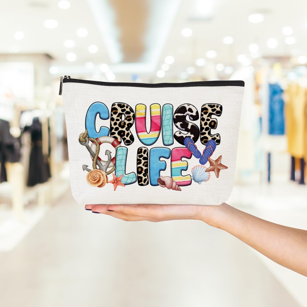 **Waterproof Cruise Life Makeup Bag - Cute Beach Themed Cosmetic Organizer for Women | Perfect Travel Essential for Summer Vacation, Cruise Trips, Beach Lovers & Bestie Gifts (Christmas, Birthday, Graduation)**