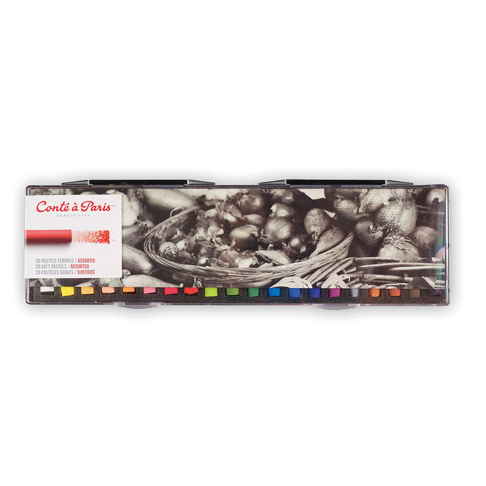 Conté à Paris Soft Pastel Set - 20 Assorted Colors for Artists & Sketching - Perfect for Drawing, Blending & Shading Techniques