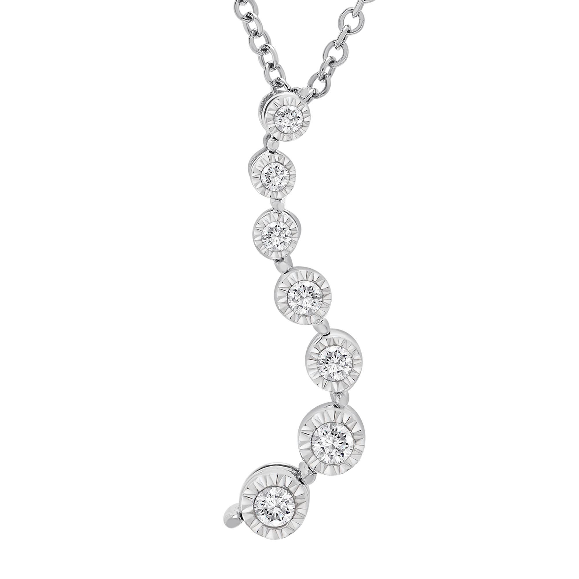 1/10 CT Sterling Silver Diamond Pendant Necklace for Women - 18