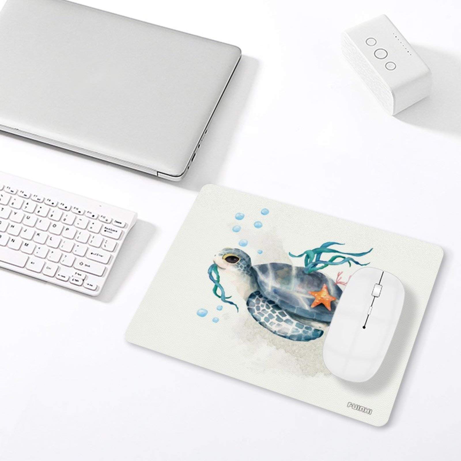 Custom Sea Turtle Starfish Leather Gaming Mouse Pad - Non-Slip 10x8 Inch Mouse Mat for PC & Laptop - Perfect for Office Work, Gaming & Home Computer Use