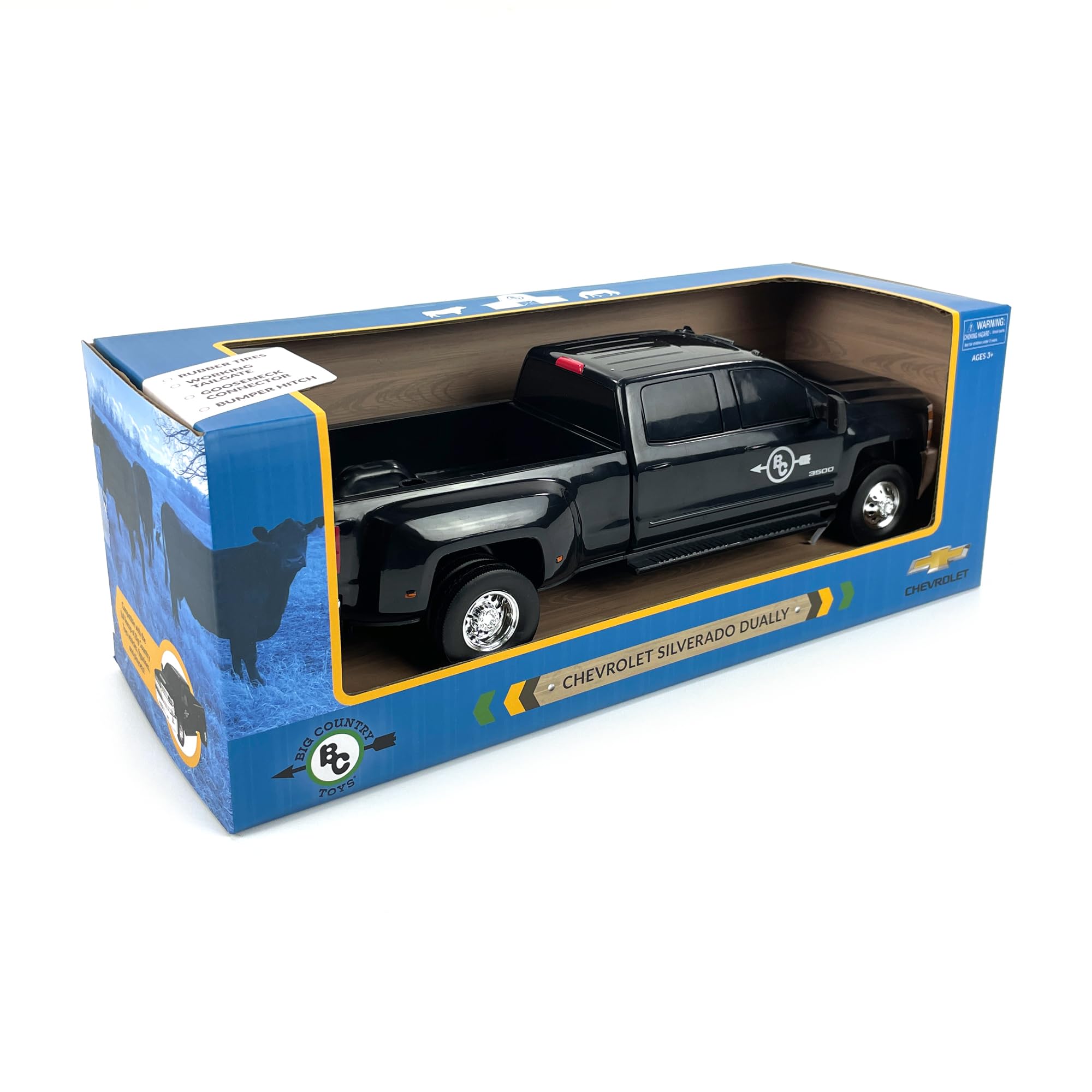 Realistic 1:20 Scale Chevrolet Silverado Dually Truck Toy with Trailer Hitch - Big Country Toys Farm Vehicle for 3+ Year Old Boys | Pretend Play, Gift for Kids, Farm & Construction Role Play Scenes