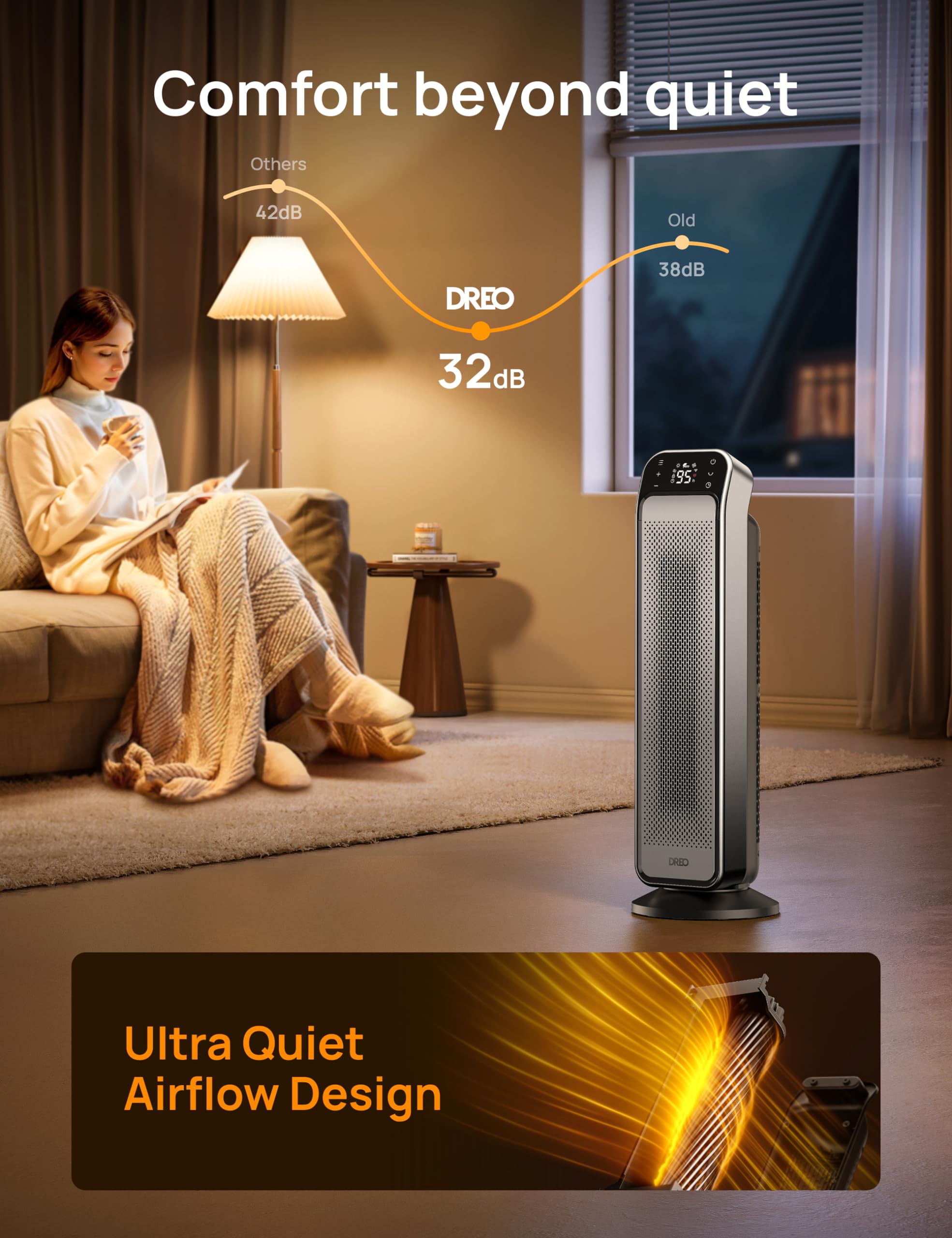 Dreo 1500W Fast Heating Portable Space Heater with Remote & Thermostat - 3 Modes, Overheat & Tip-Over Protection - Quiet Electric Heater for Large Rooms, Bedroom, Office - Perfect for Winter Home & Workspace Warmth