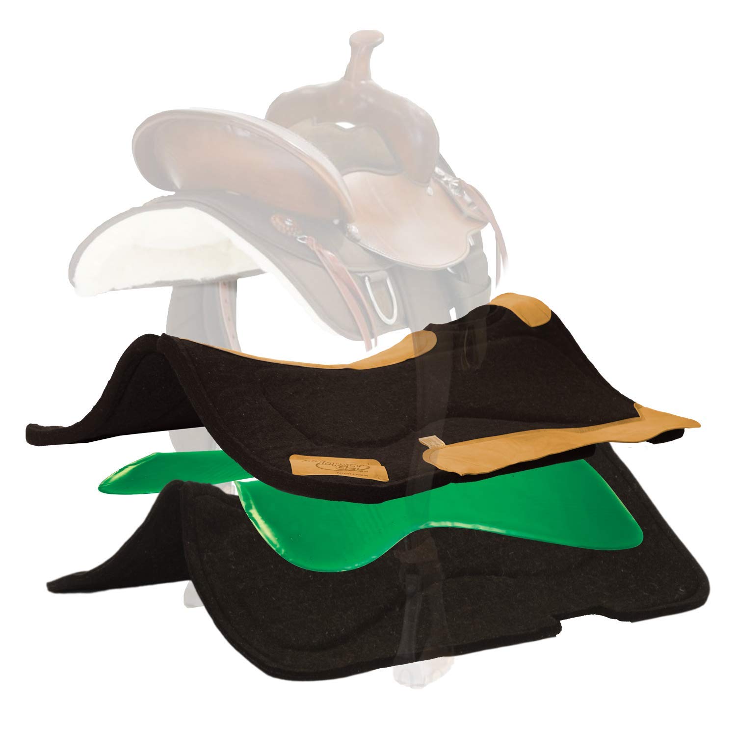 Impact Gel Contour Felt Saddle Pad for Horses - Shock Absorbing & Pressure Relief - Perfect for Trail Riding, Dressage & Jumping