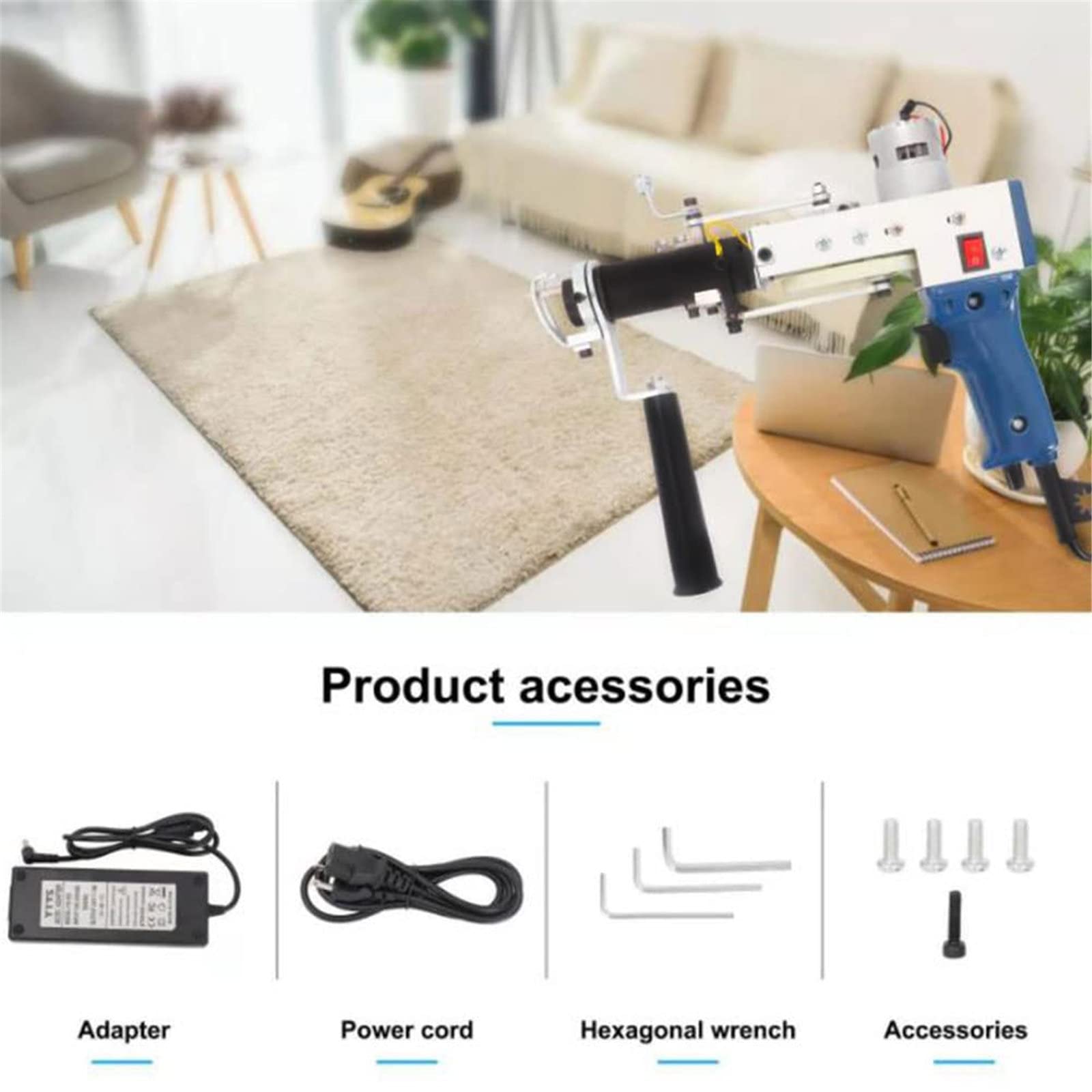 Electric Carpet Tufting Gun Kit - 2 in 1 High Efficiency Rug Making Tool for DIY Carpet Knitting & Flocking | Perfect for Home Decor, Craft Projects, and Handmade Rug Creation