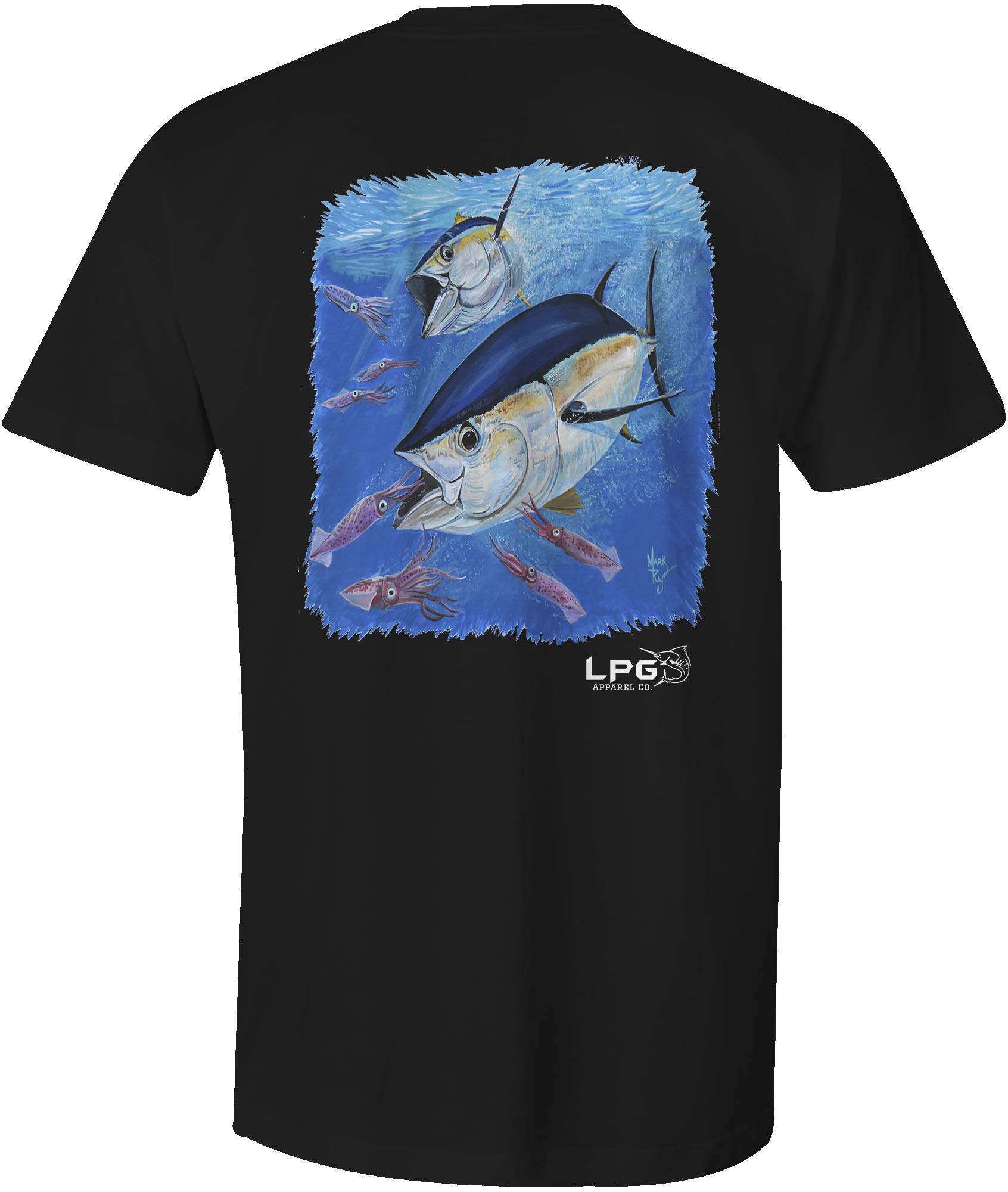 Mark Ray Bigeye Tuna Fishing Graphic Cotton T-Shirt for Men & Women - Comfortable Unisex Short Sleeve Tee in Black (3XL) - Perfect for Fishing Trips, Outdoor Adventures & Casual Wear