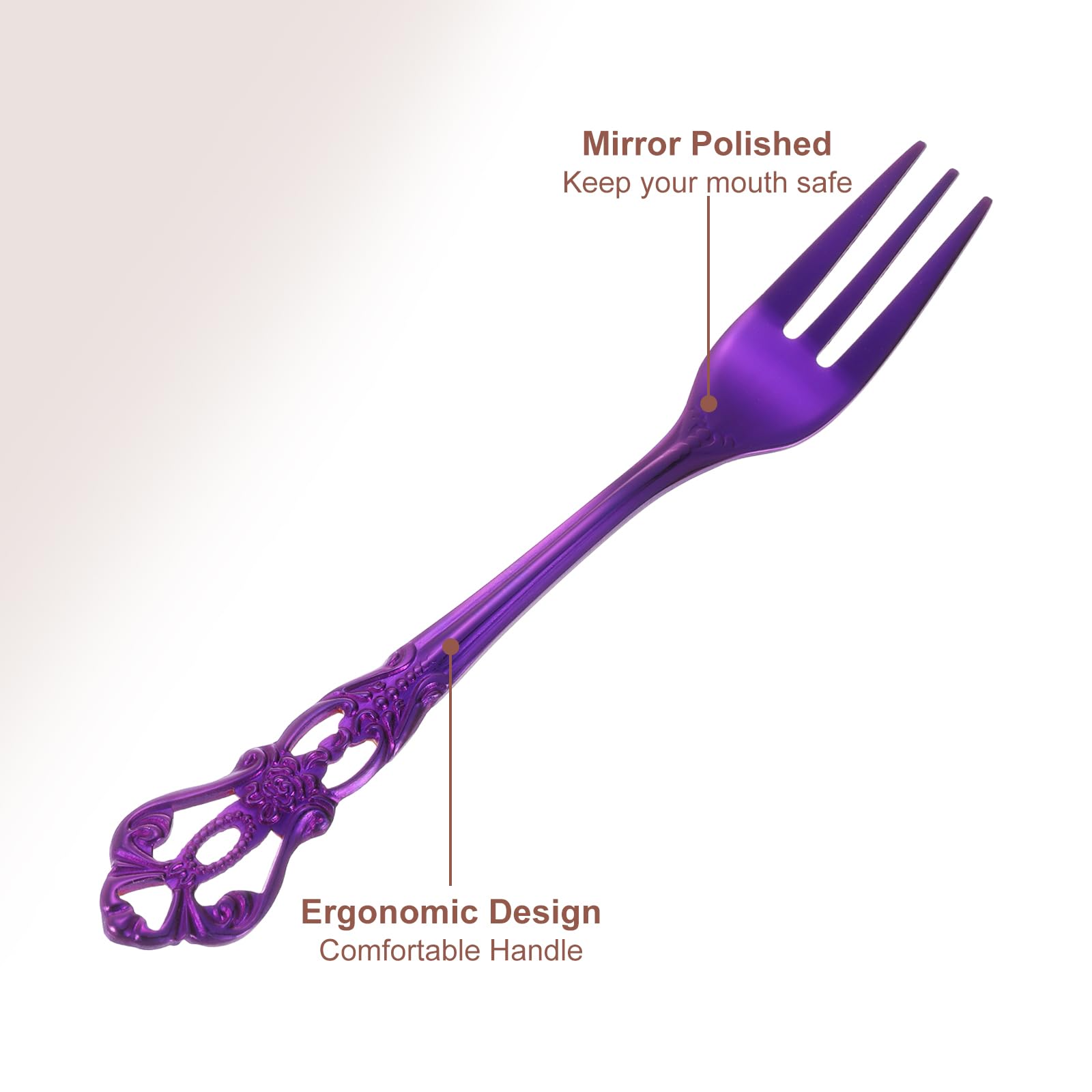 8 Pack Stainless Steel Salad Forks - 5.1 Inch Mirror Polished Dessert Forks, Dishwasher Safe Small Forks for Cakes, Fruits, Cocktails - Perfect for Parties, Weddings & Fine Dining (Purple)