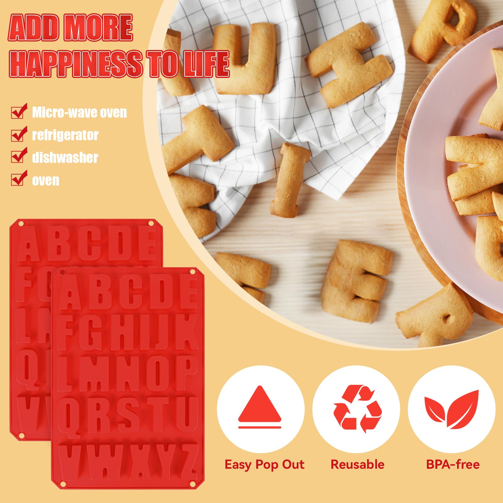 Non-Stick Silicone Alphabet Cake Molds - A-Z Letter Chocolate Baking Molds for DIY Desserts, Cupcakes & Ice Cubes | Perfect for Birthday Cakes, Wedding Decorations & Kitchen Baking Accessories