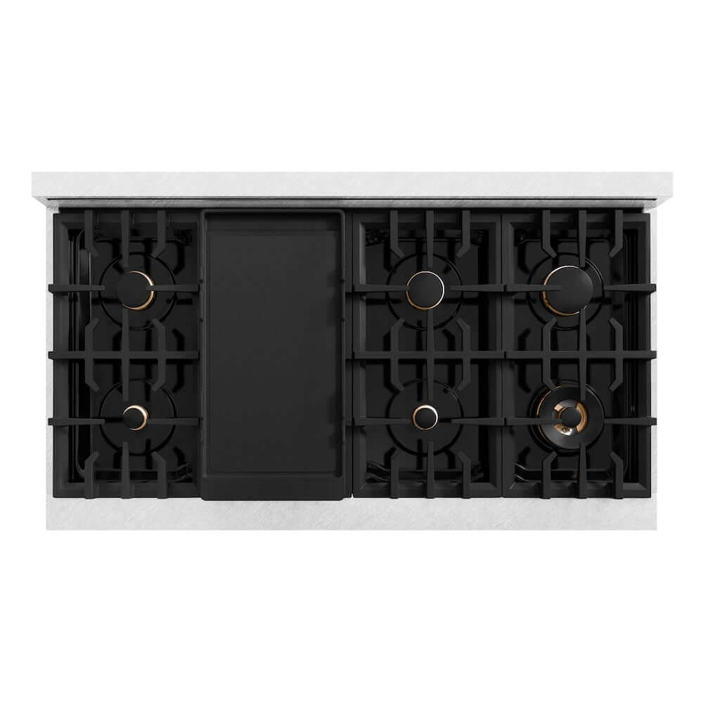 ZLINE 48-Inch 6.7 cu. ft. Classic Double Oven Gas Range - Satin Stainless Steel with 8 Brass Burners (CGRS BR 48) | Professional Kitchen Appliance for Home Chefs & Entertaining