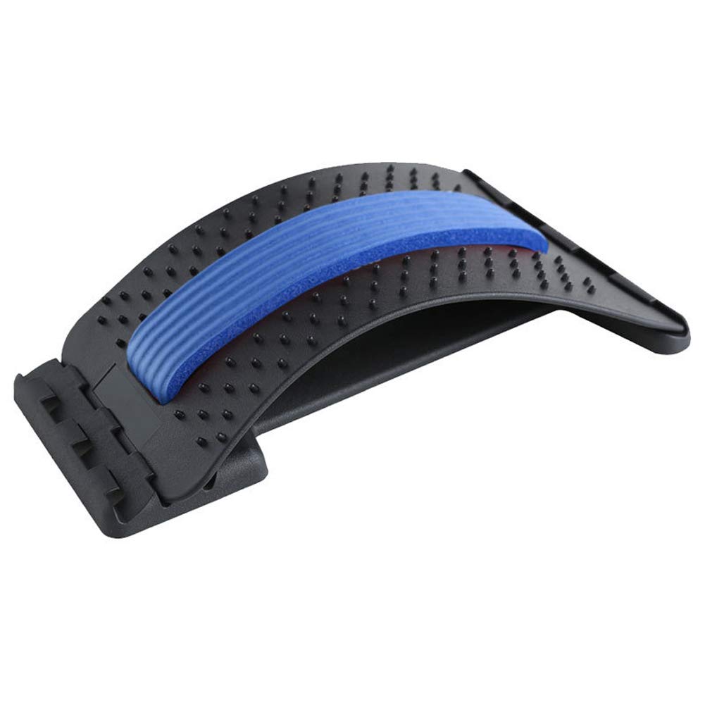 Premium Back Stretcher for Lower & Upper Back Pain Relief - Lumbar Support Device with Posture Corrector | Office Chair Back Support | Home & Gym Use (Black/Blue)