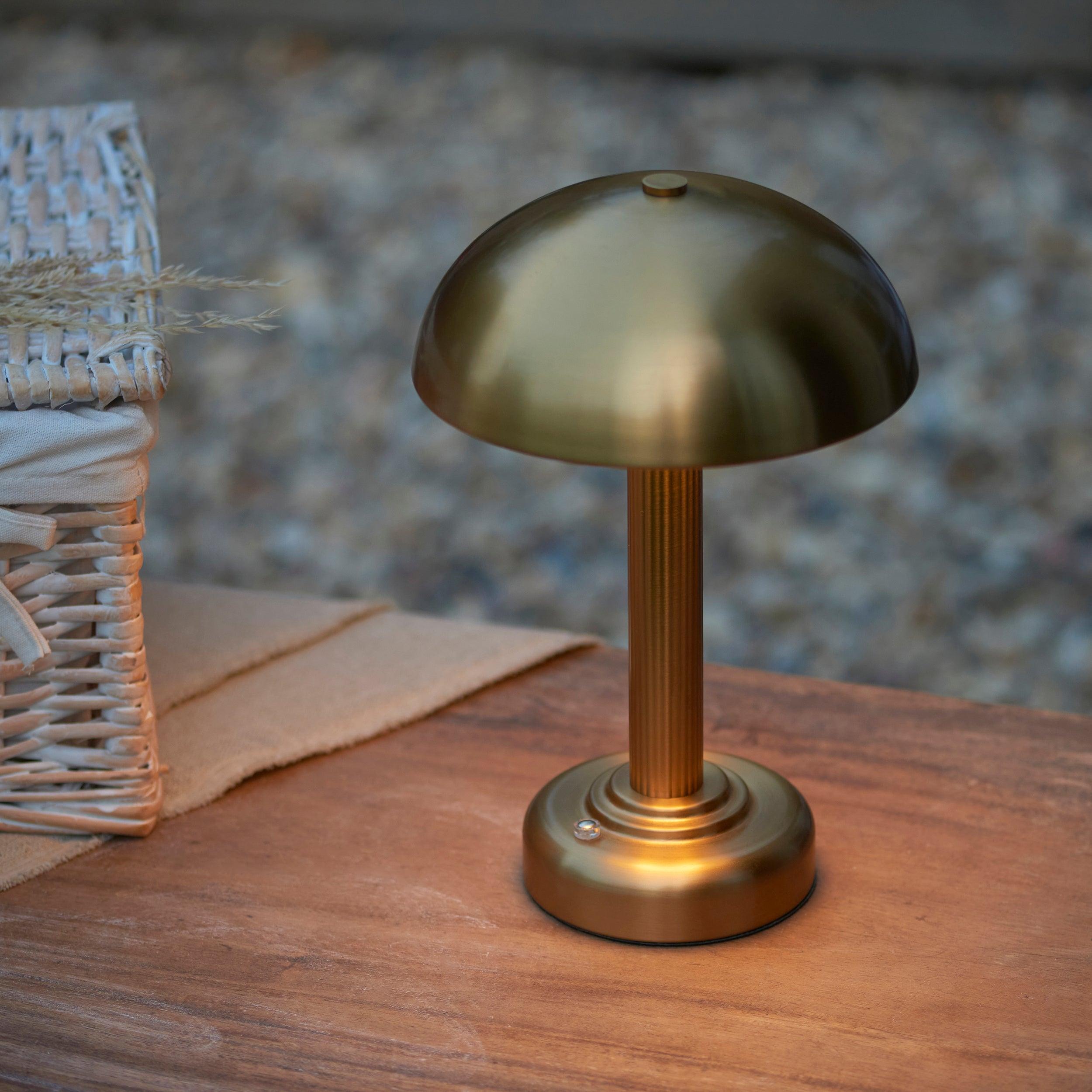 Rechargeable Cordless LED Brass Table Lamp with Touch Dimmer - Modern Desk Light for Bedroom, Living Room, Office & Nightstand Decor