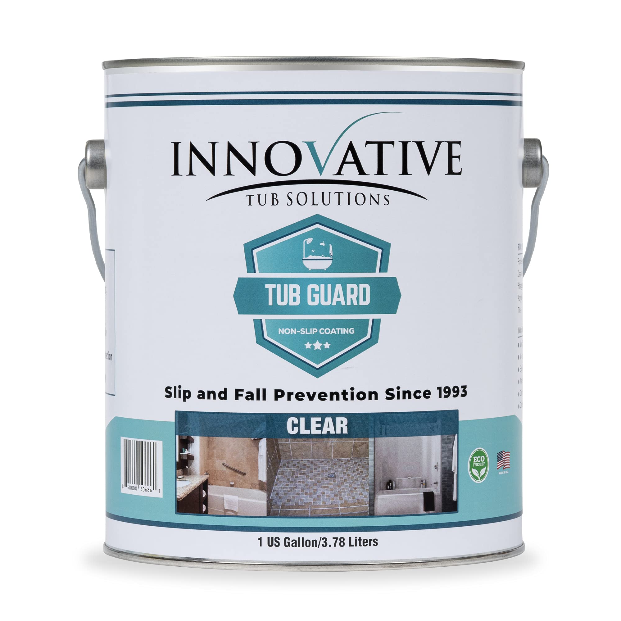 Tub Guard Anti-Slip Coating - Clear Non-Slip Bath & Shower Grip for Slippery Tubs & Floors - 1 Gallon Covers 90 Tubs (Ideal for Elderly Safety & Bathroom Fall Prevention)