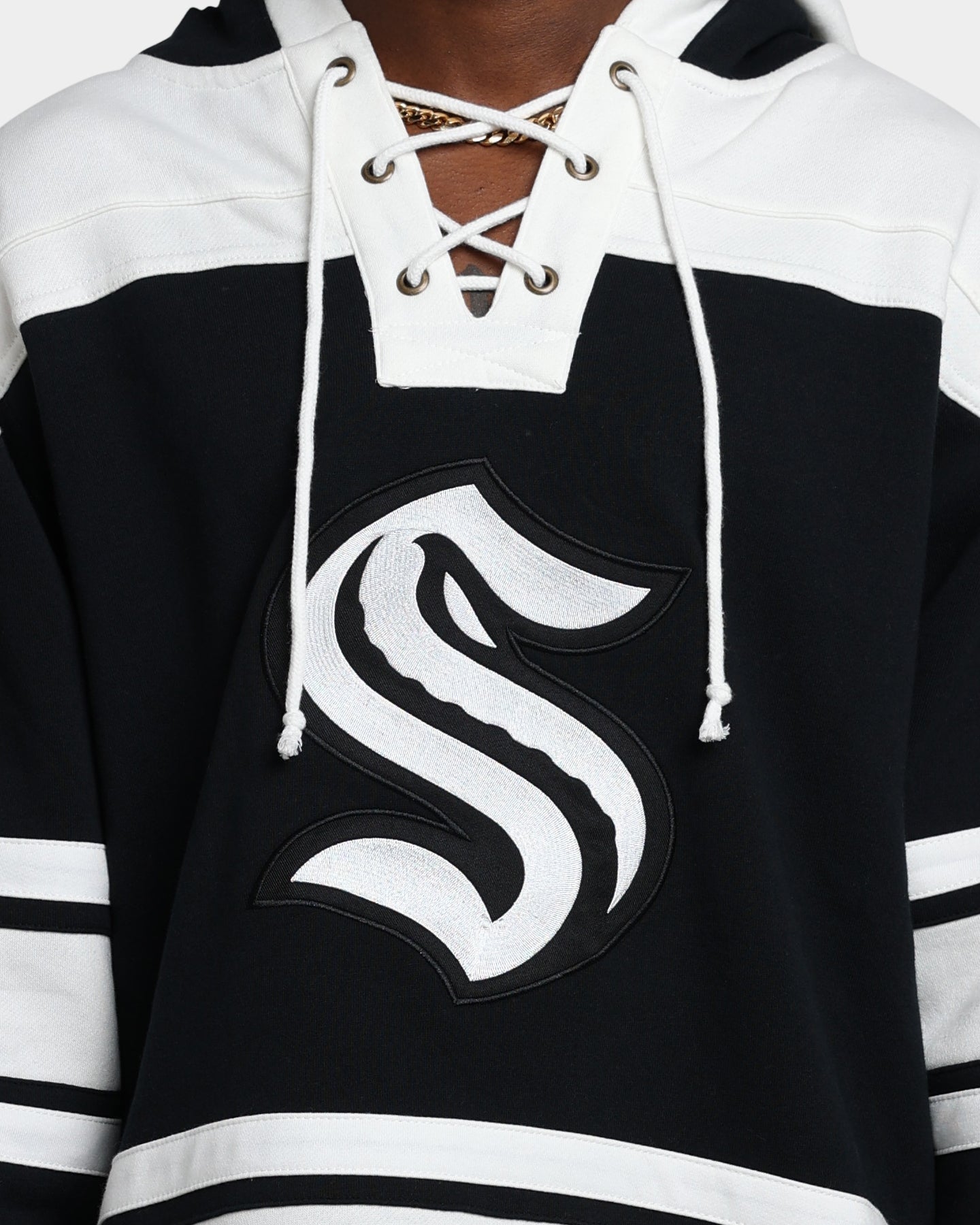 47 Brand Seattle Kraken Superior Lacer Hoodie - Men's NHL Hockey Pullover Sweatshirt (Jet Black) - Warm & Comfortable for Game Day & Casual Wear