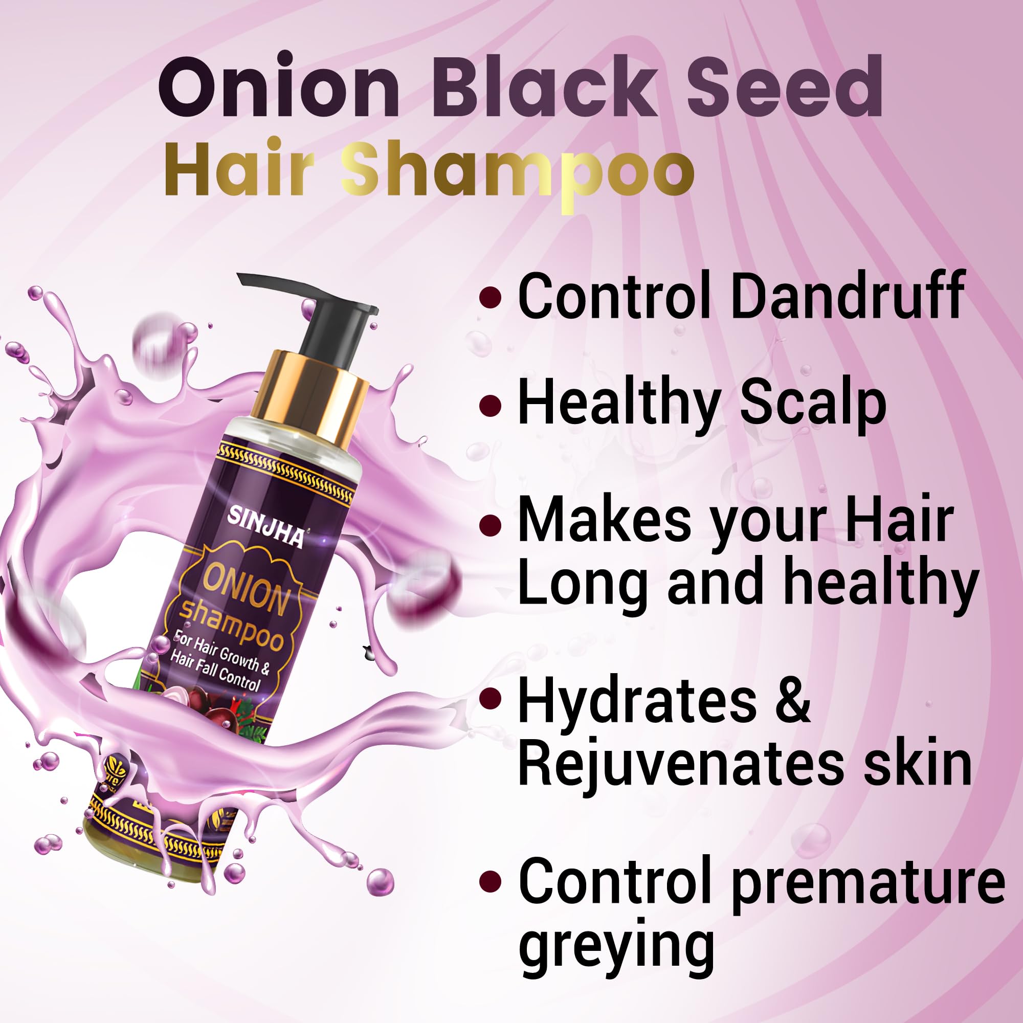 Sinjha Onion Shampoo for Hair Growth & Hair Fall Control - 100ml | Natural Hair Care Solution for Thicker, Stronger Hair | Perfect for Daily Use & Scalp Nourishment