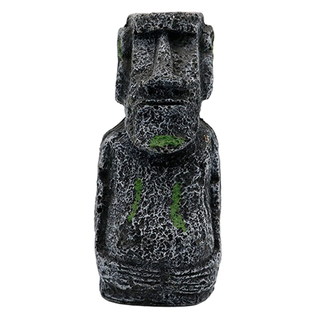 Moai Sculpture Aquarium Decor - Easter Island Statue for Yard, Lawn, Flowerbed & Terrarium | Unique Office & Desktop Decoration | Perfect for Home, Garden & Zen Spaces