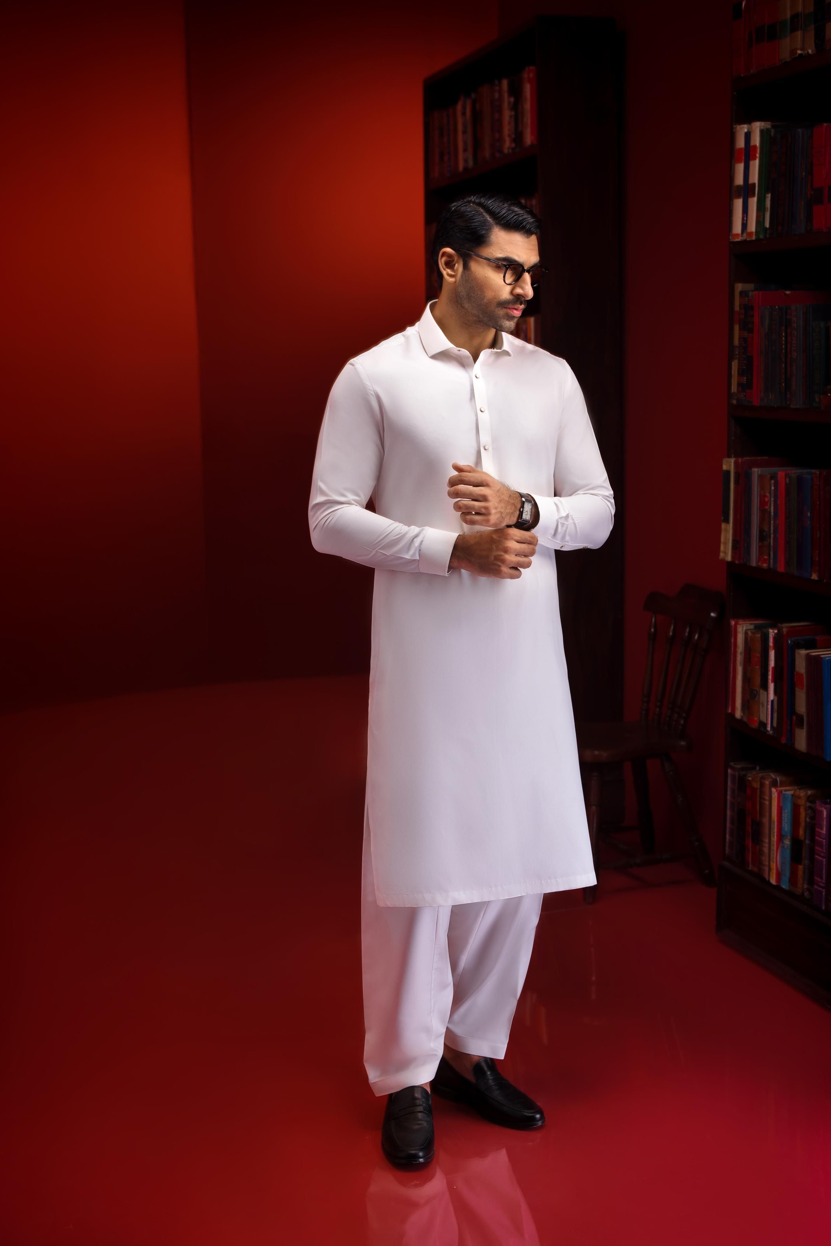 Premium Blended White Shalwar Kameez for Men & Women - Traditional Pakistani Outfit for Cast & Crew - Perfect for Weddings, Festivals & Cultural Events