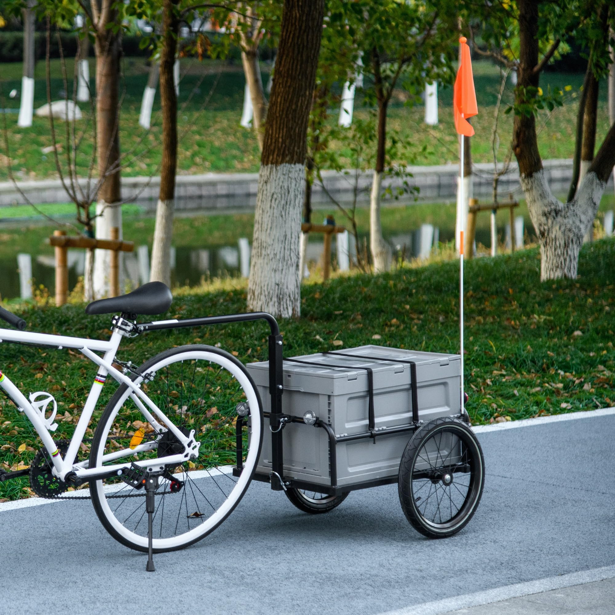 Aosom Heavy-Duty Bike Cargo Trailer with Removable Storage Box - 16