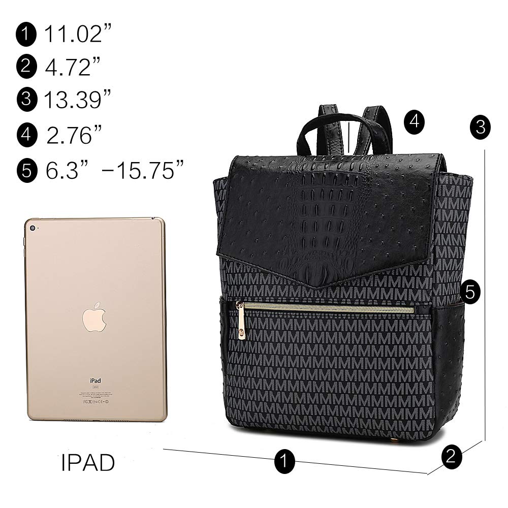 MKF Collection Vegan Leather Backpack for Women - Stylish Top Handle Multi-Pocket Bookbag, Fashionable Travel Backpack for Work, School & Daily Commute