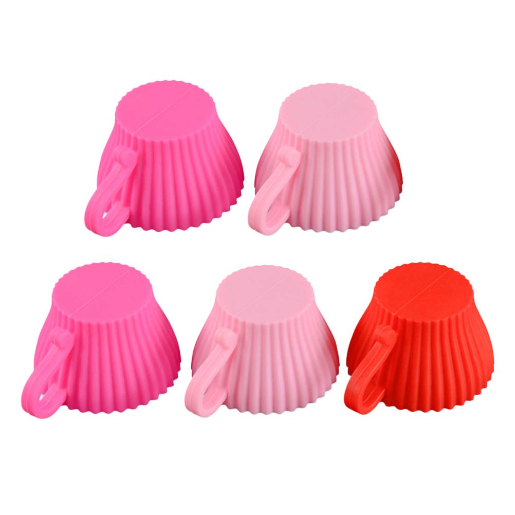 DOITOOL 5-Piece Silicone Cupcake Molds - Reusable Muffin Baking Cups for Homemade Cakes, DIY Desserts - Perfect for Birthday Parties, Baby Showers & Holiday Baking