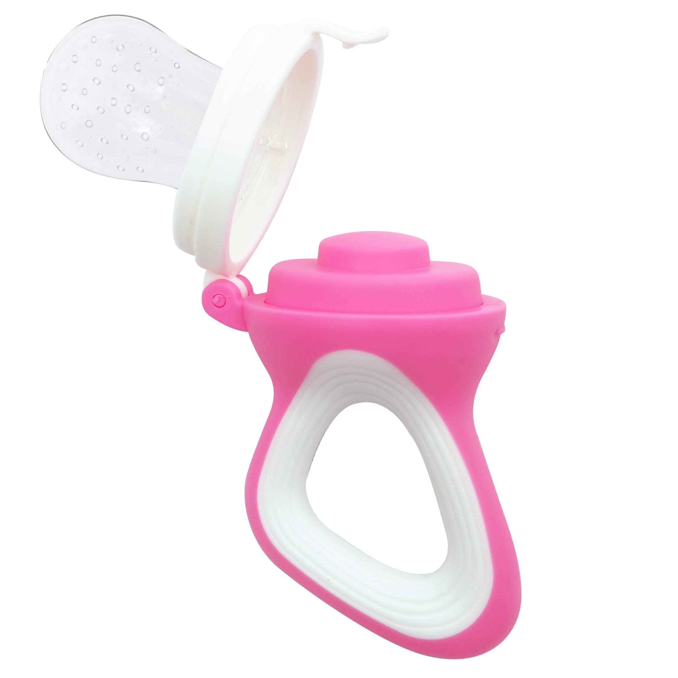 BPA Free Silicone Baby Fruit Feeder & Food Nibbler - Safe Teething Toy for Infants & Toddlers (Pink) | Perfect for Introducing Solids, Soothing Sore Gums & On-the-Go Feeding