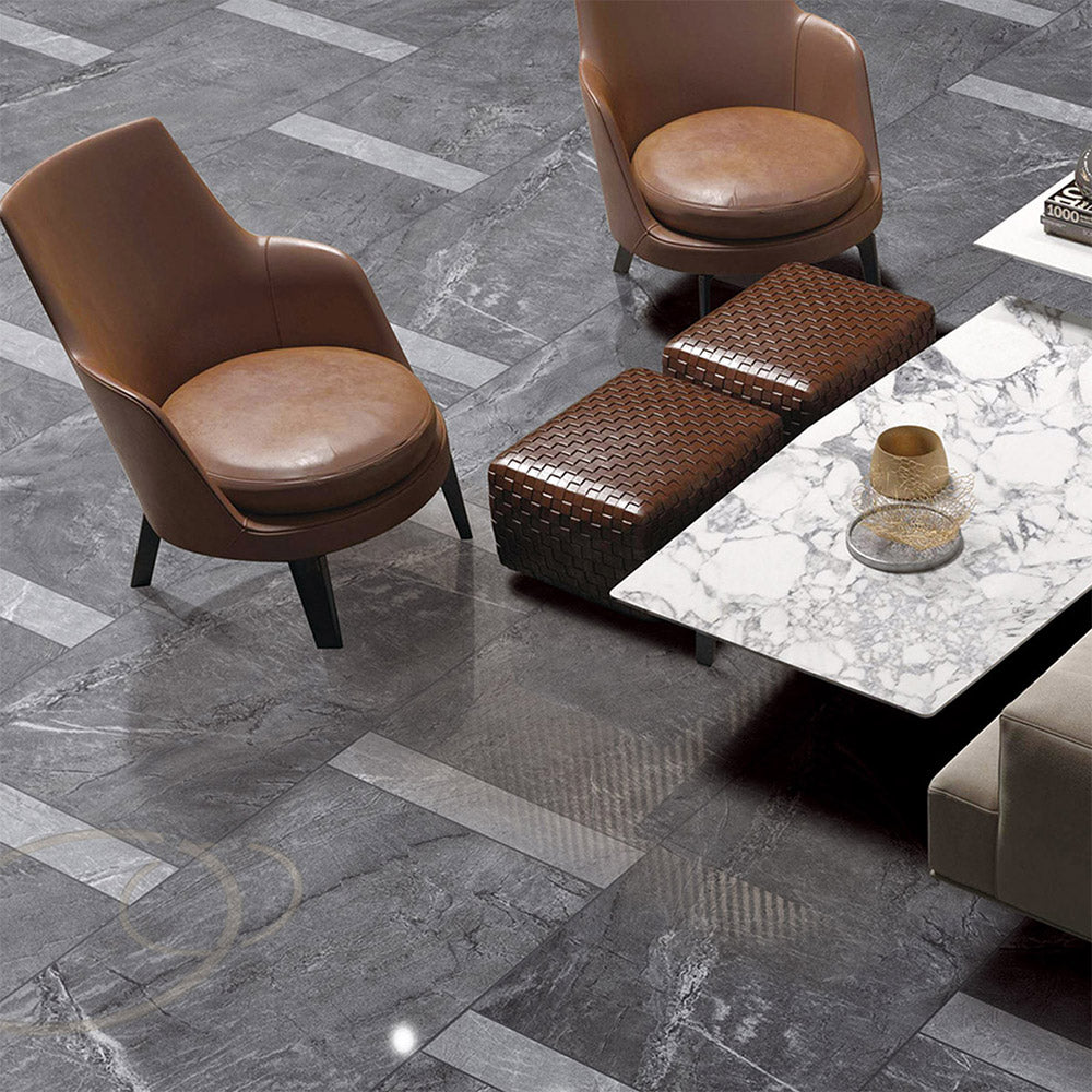 Premium Mondial Graphite 600x600 Stone Look Lappato Porcelain Tile - Matte Finish Floor & Wall Tile for Modern Living Rooms, Kitchens & Bathrooms