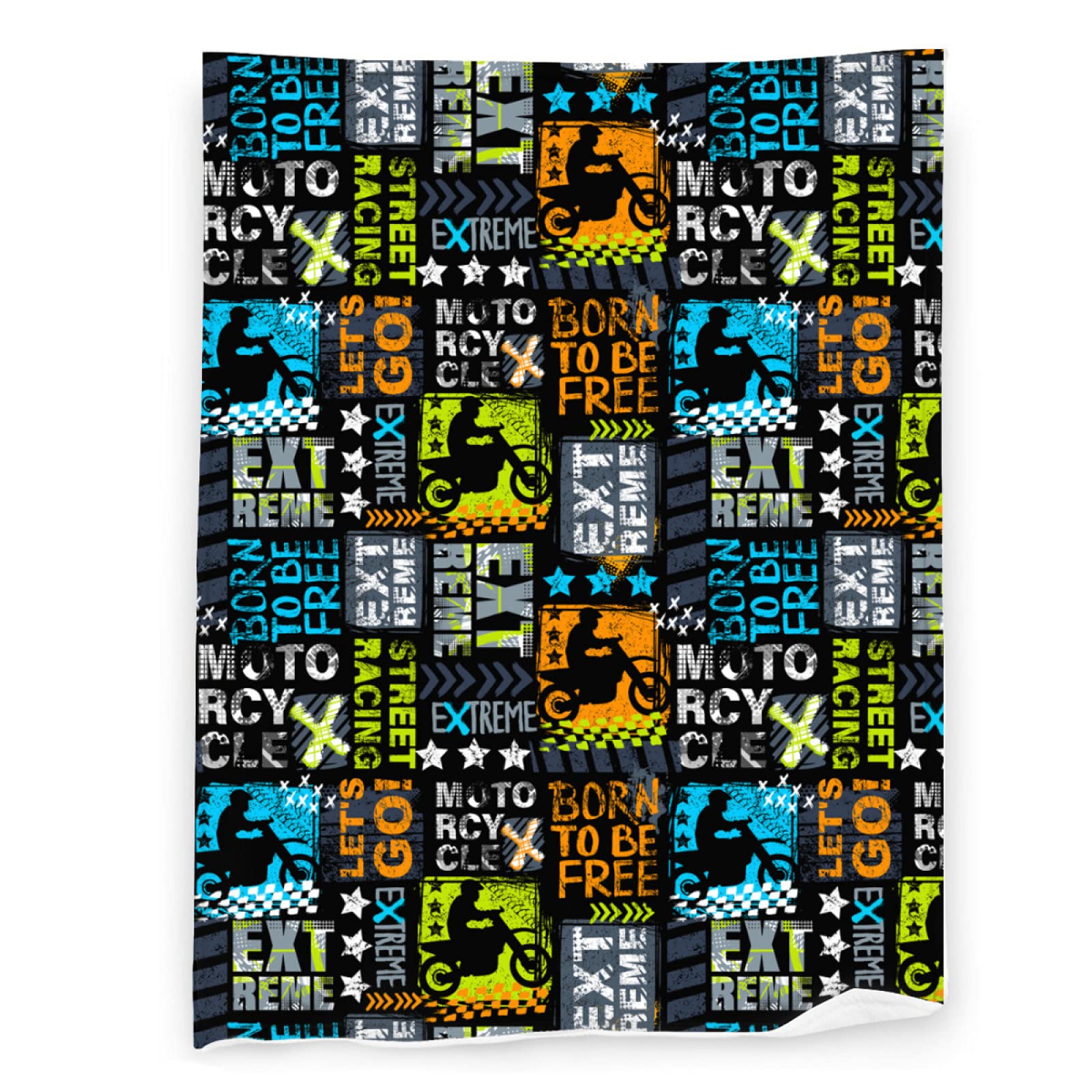 All-Season Motorcycle Themed Soft Throw Blanket - Ultra Plush Microfleece Warm Blanket for Bed, Sofa & Couch - Lightweight Tufted Fuzzy Flannel Fleece Throw - Perfect for Home Decor, Gift Giving & Cozy Movie Nights