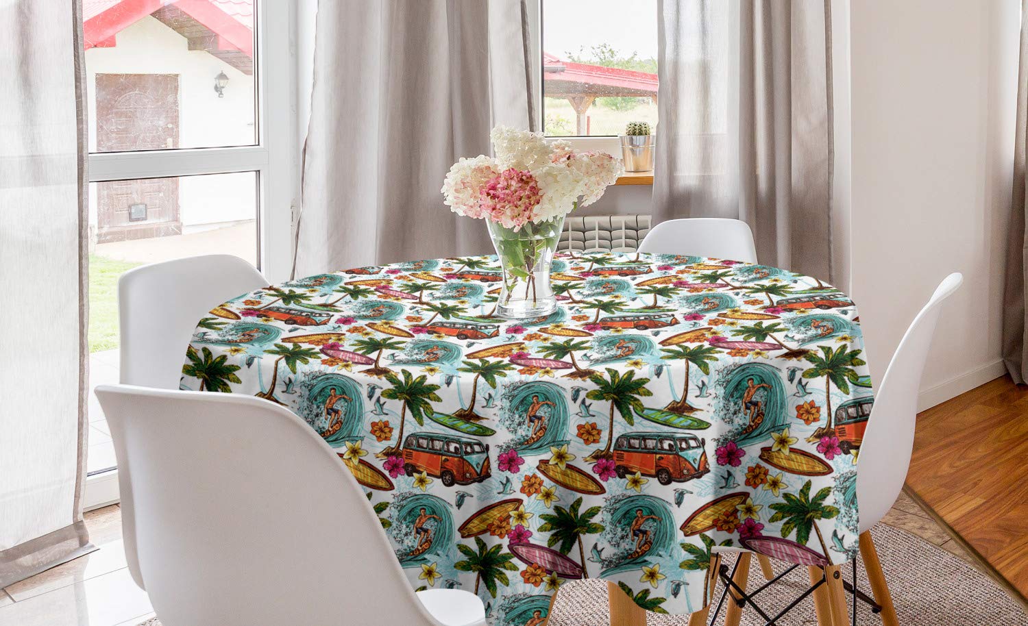 Ambesonne Abstract Round Tablecloth 60
