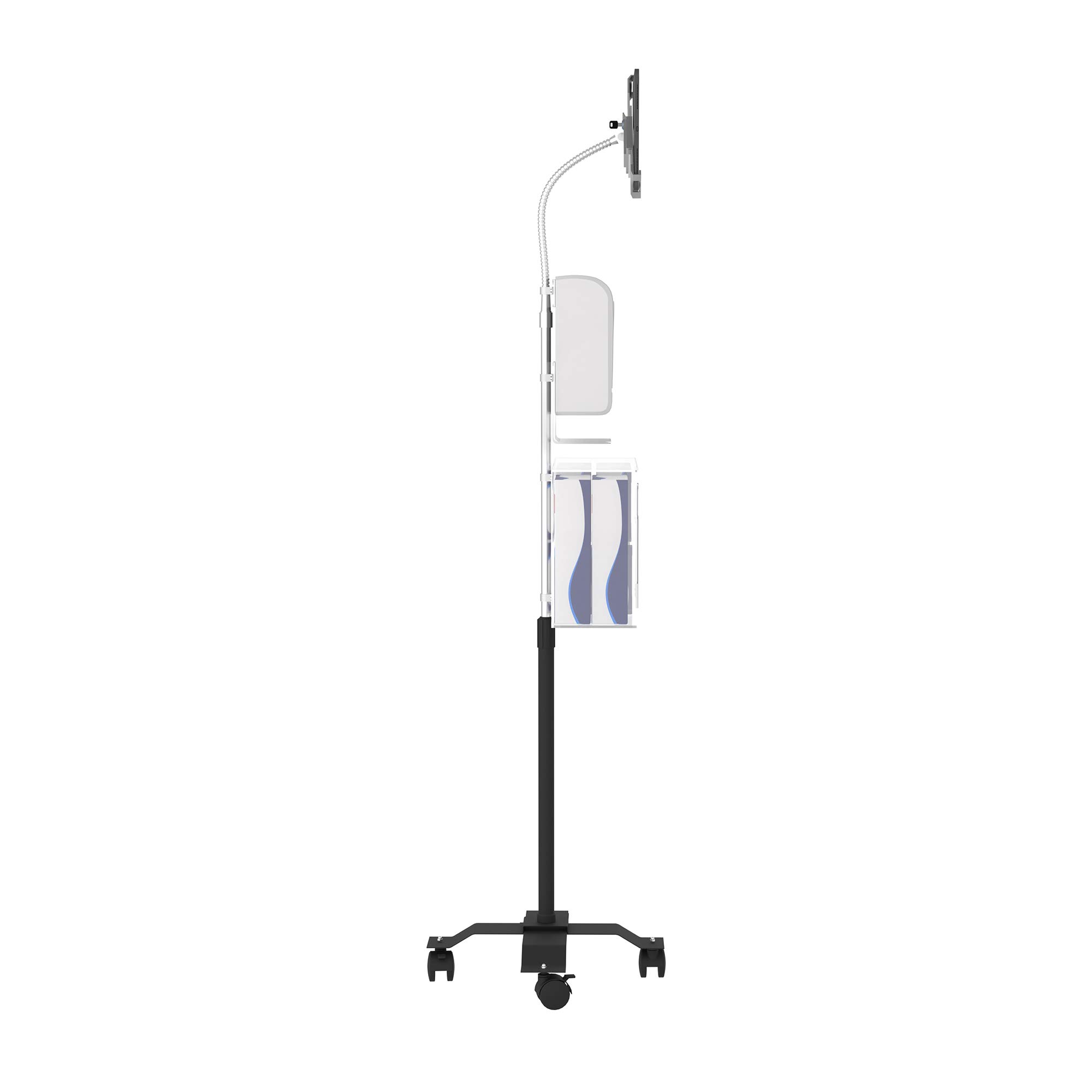 Compact Security Stand with Sanitizing Station & Automatic Soap Dispenser - Secure Gooseneck Floor Stand for iPad 7th/8th/9th Gen 10.2