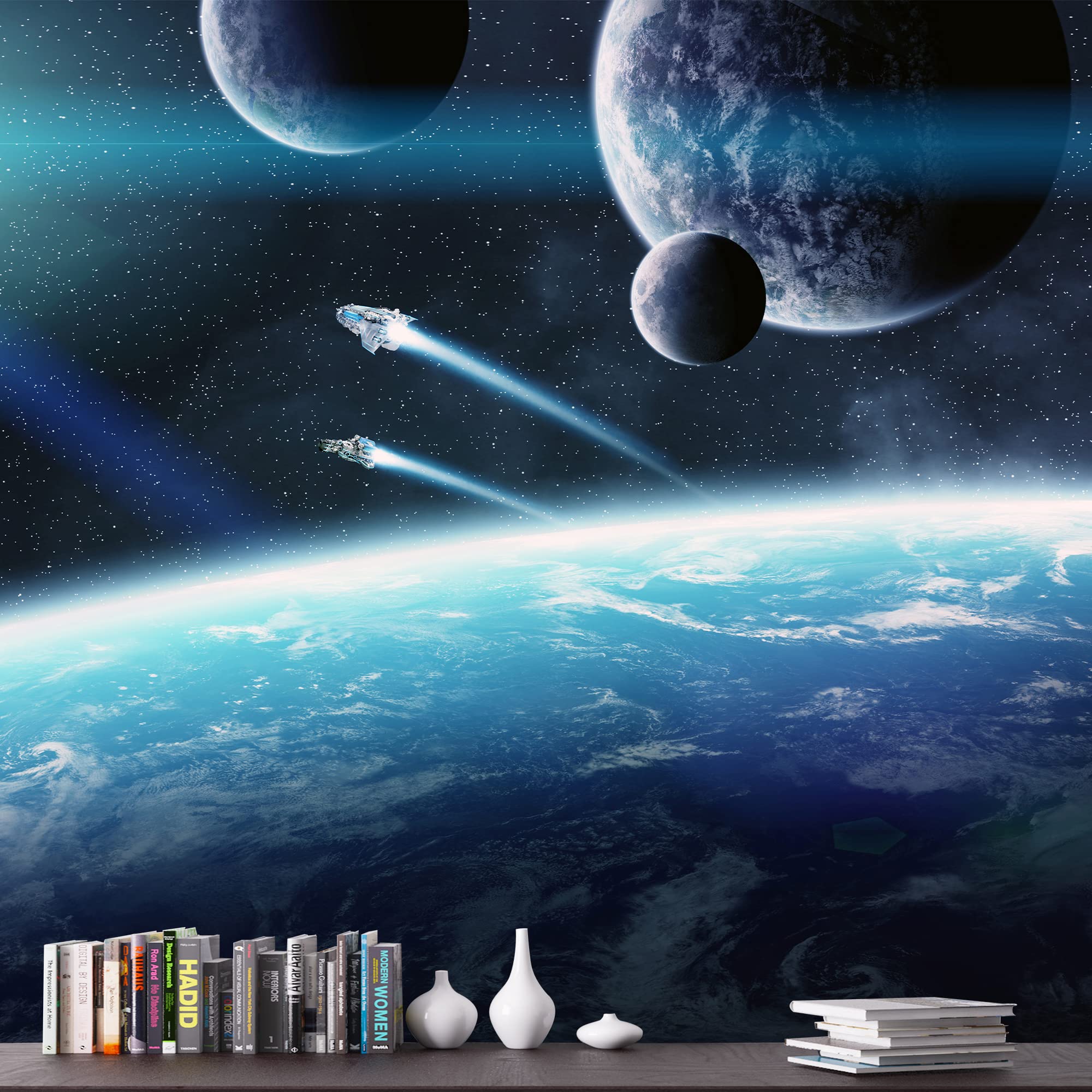 Removable Wallpaper Stickers - Giant Universe & Planets Peel and Stick Wall Mural (100x144 inches) for Bedroom Decor - Perfect for Kids Room, Nursery, or Space-Themed Home Design