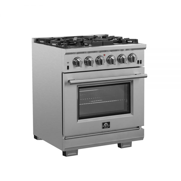 Forno Capriasca 30-inch 4.32 cu. ft. Professional Gas Range with Stove & Oven - Stainless Steel (FFSGS6260 30) | Ideal for Home Chefs & Commercial Kitchens