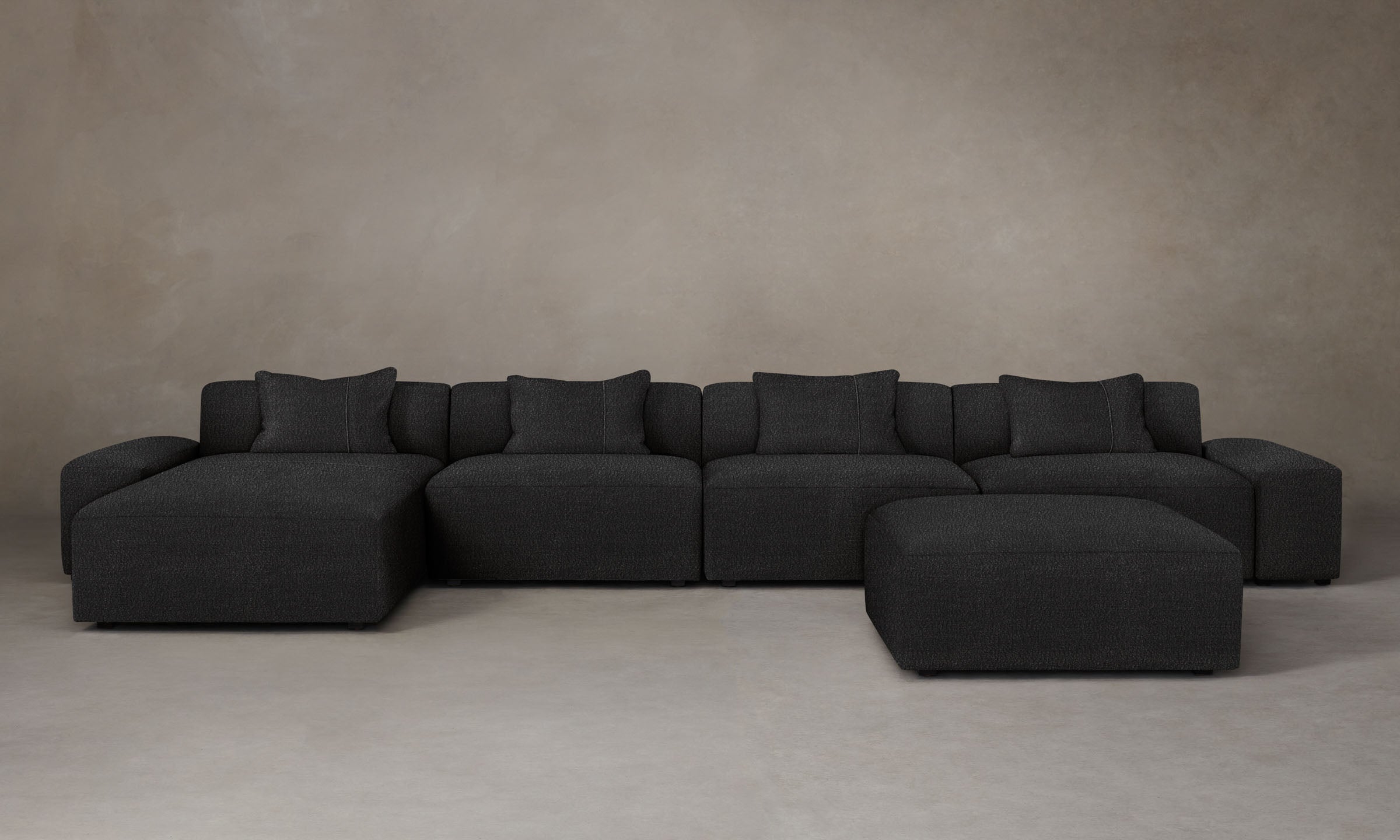Breuer Modular Sectional Sofa with Italian Bouclé Fabric in Storm Gray - Perfect for Modern Living Rooms & Cozy Home Theater Seating