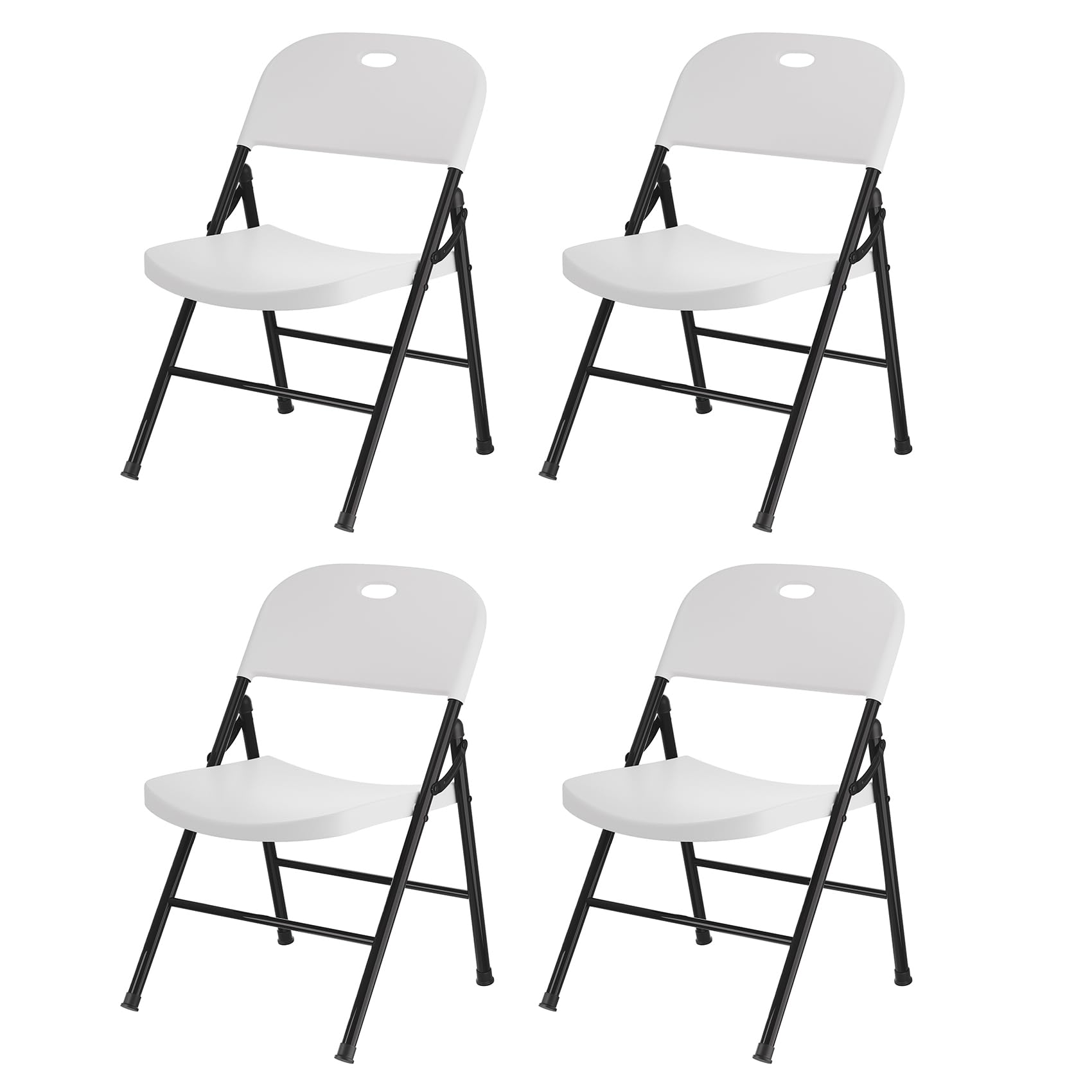 Heavy Duty Folding Chairs 4-Pack - Reinforced Steel Frame & Durable Plastic Seating - Portable Foldable Chairs for Indoor/Outdoor Use - Perfect for Dining, Parties, Weddings, Meetings & Garden Events - White