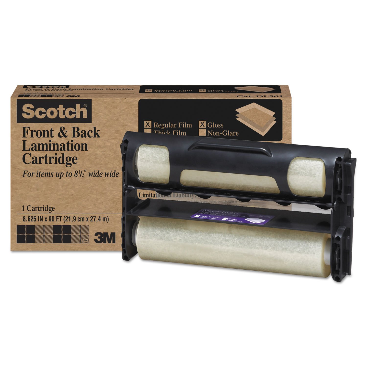 Scotch DL961 Dual Laminate Refills - 5.4mil Thickness, 9-Inch x 90-Ft Roll, Gloss Finish - Ideal for Labeling, Packaging & Shipping in Offices, Warehouses & Retail Stores